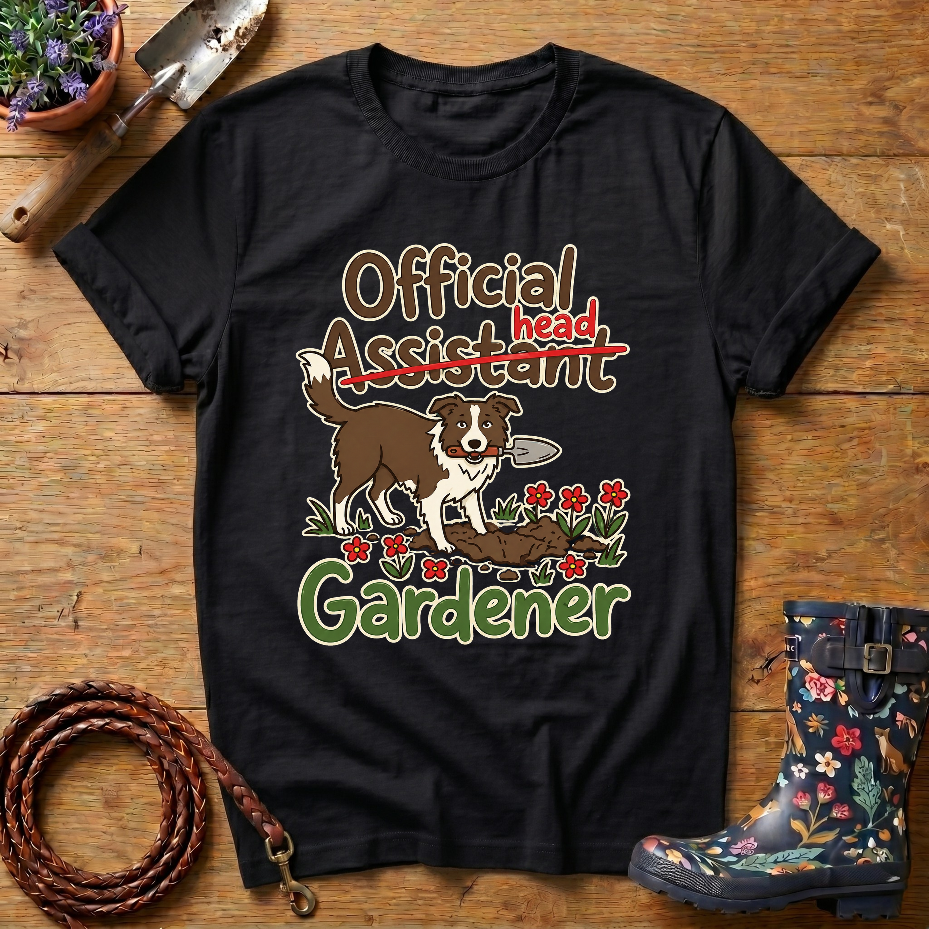 Boarder Collie Official Head Gardener T-shirt