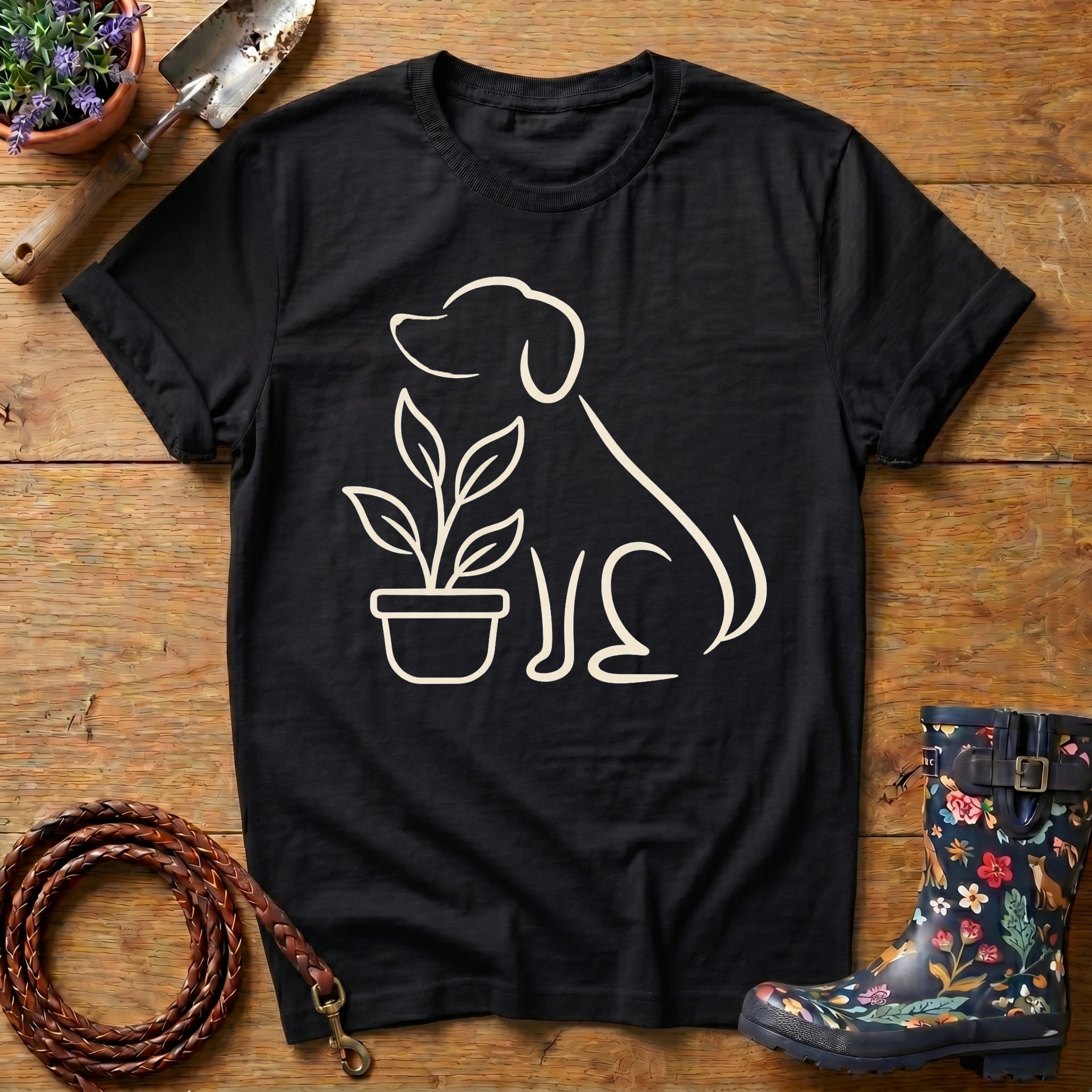 Simple Dog & Plant T-shirt