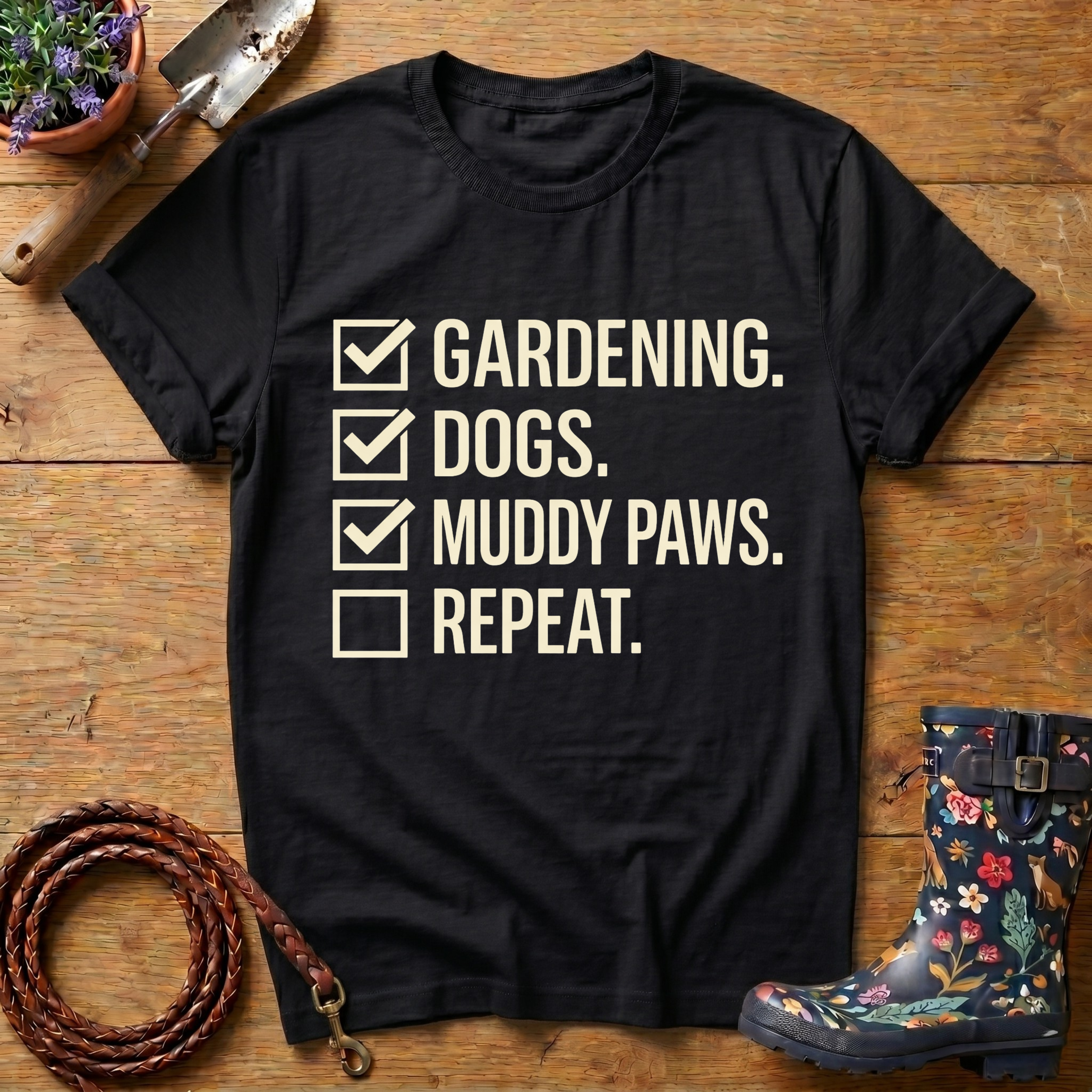Gardening, Muddy Paws, Repeat T-shirt