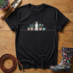 Boarder Collie Pot Plants Watercolour T-shirt