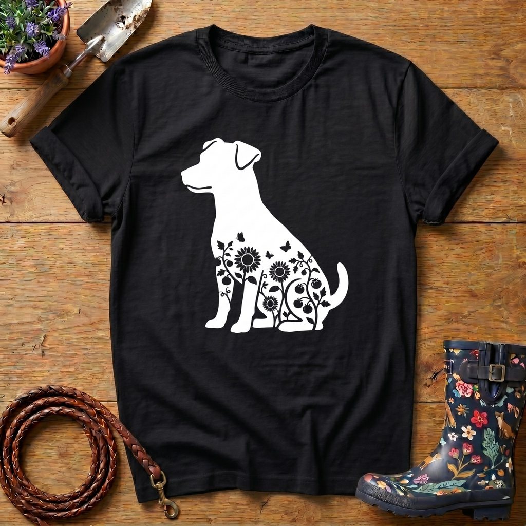 Jack Russel Sunflowers & Butterflies T-shirt