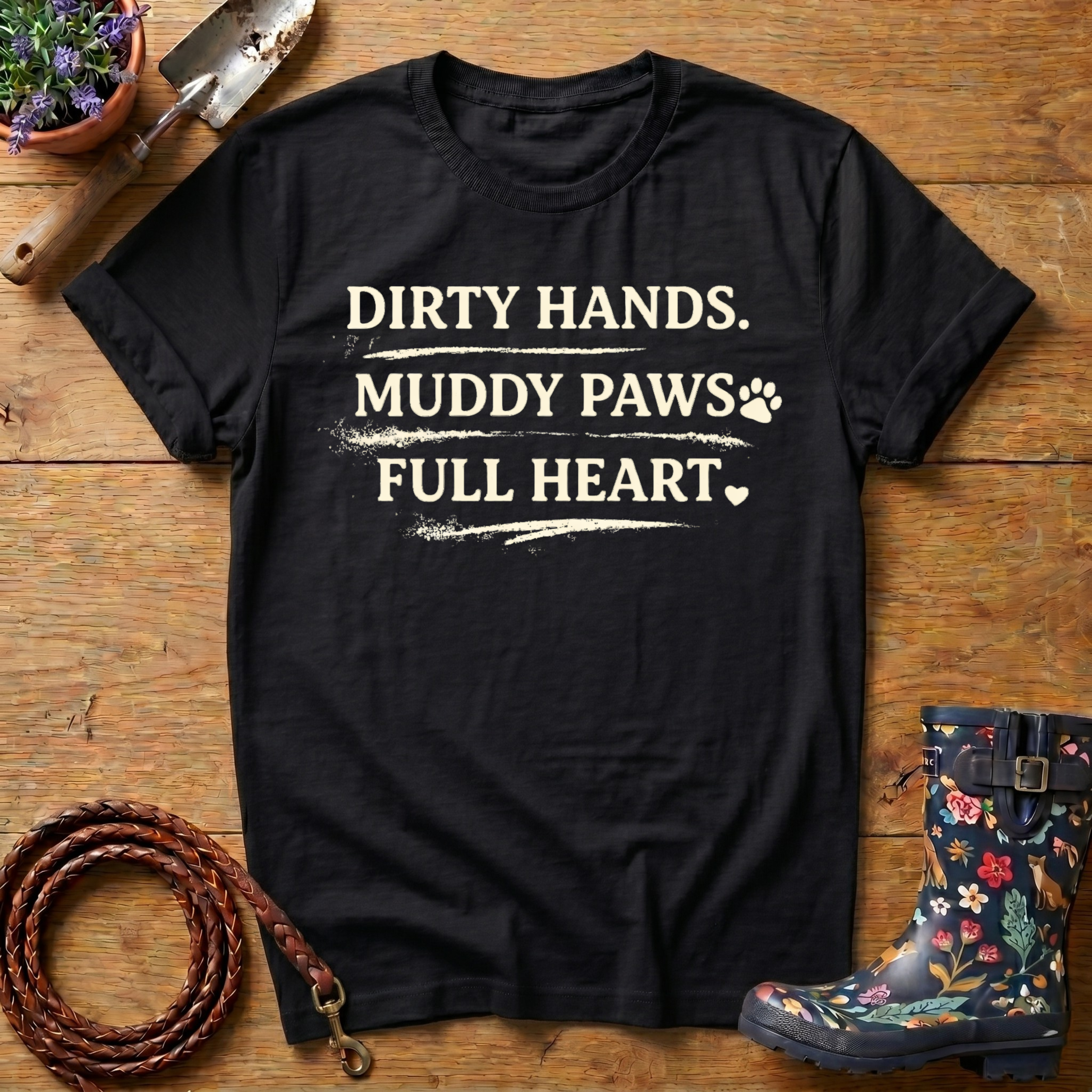 Dirty Hands, Muddy Paws, Full Heart T-shirt