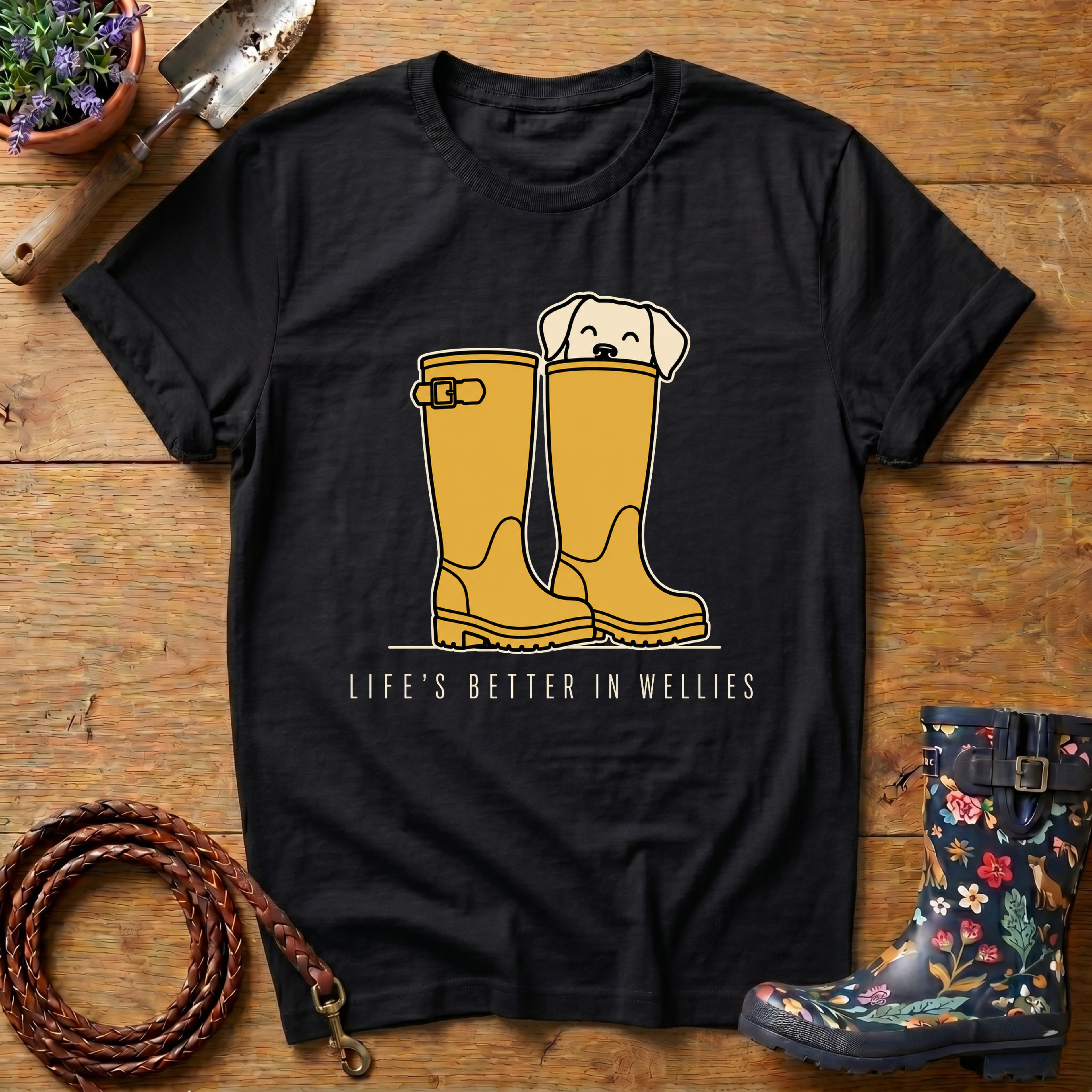 Life's Better In Wellies (yellow) T-shirt