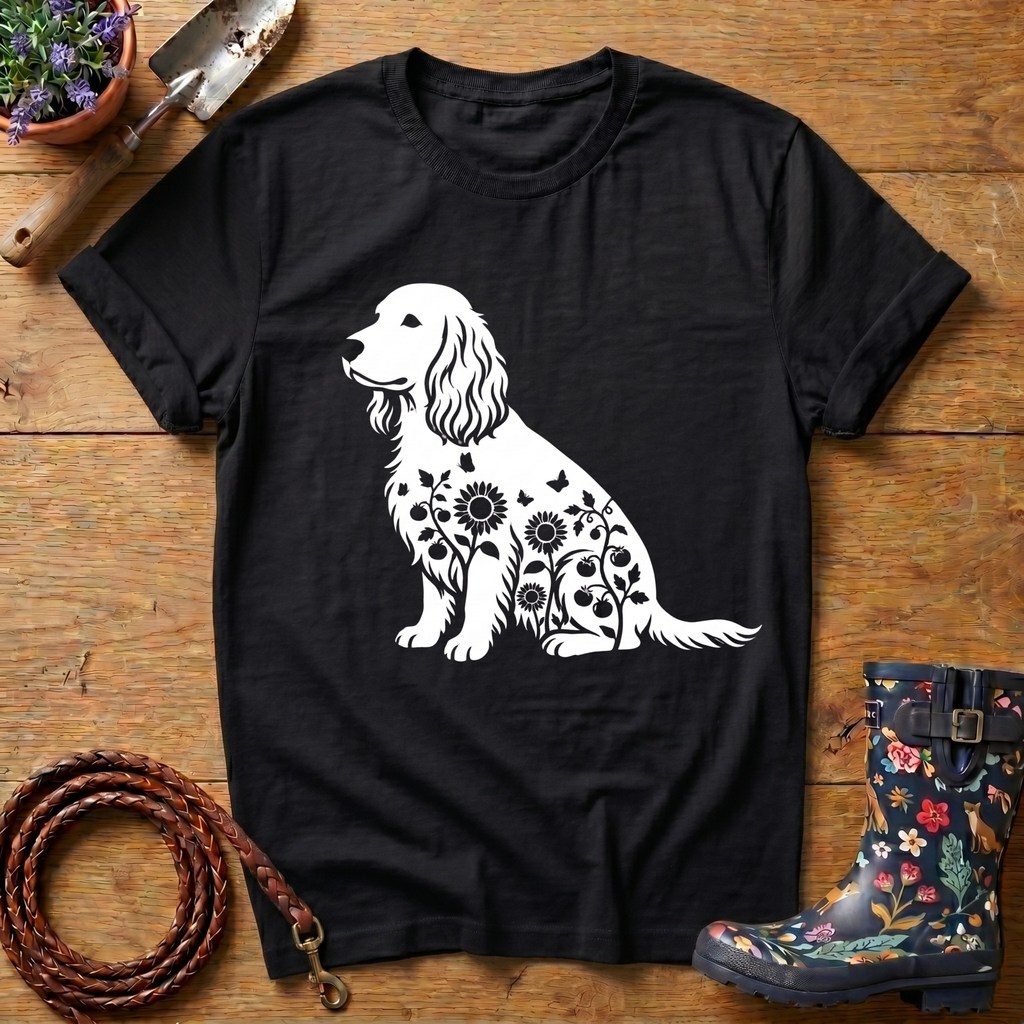 Spaniel Sunflowers & Butterflies T-shirt