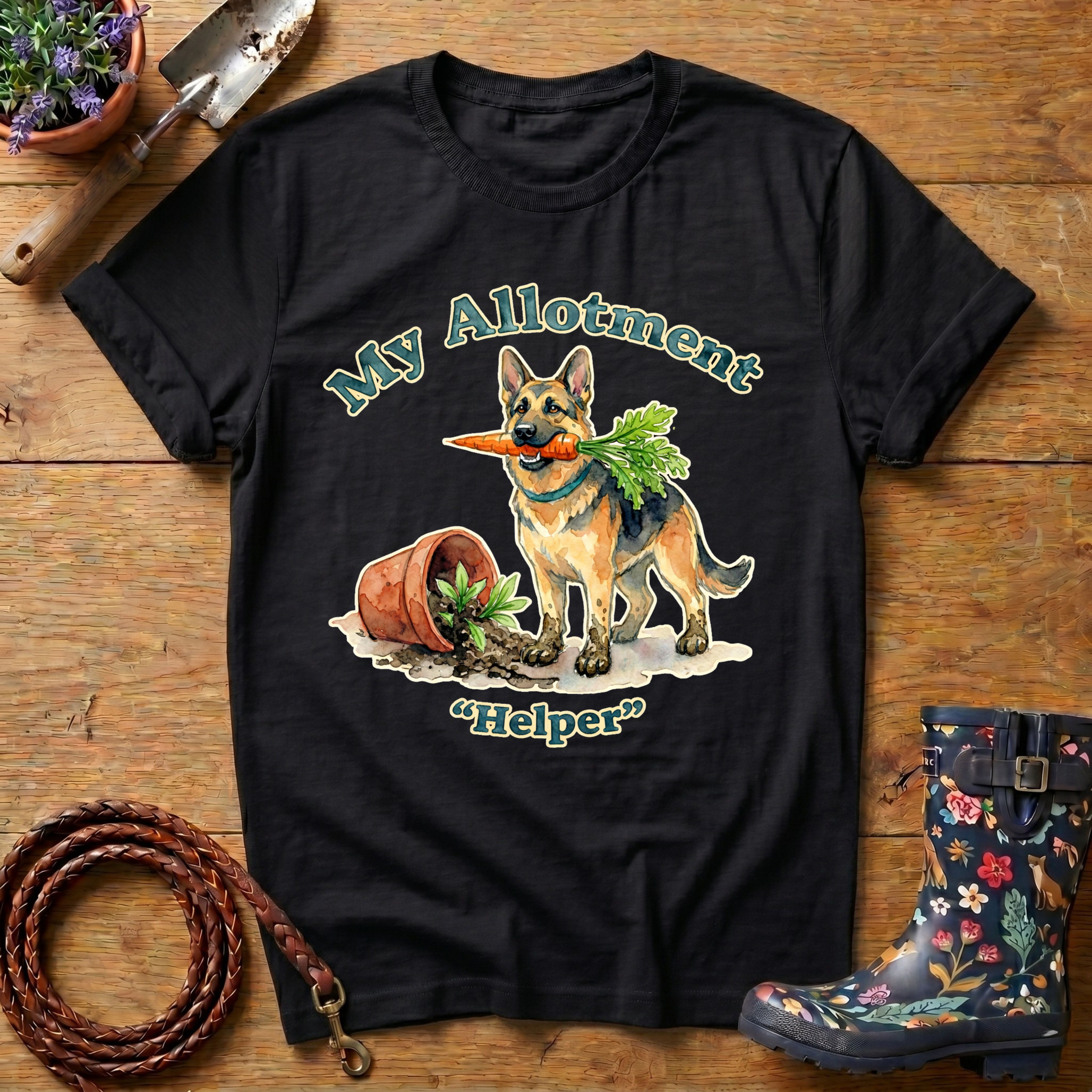 GSD My Allotment Helper Watercolour T-shirt