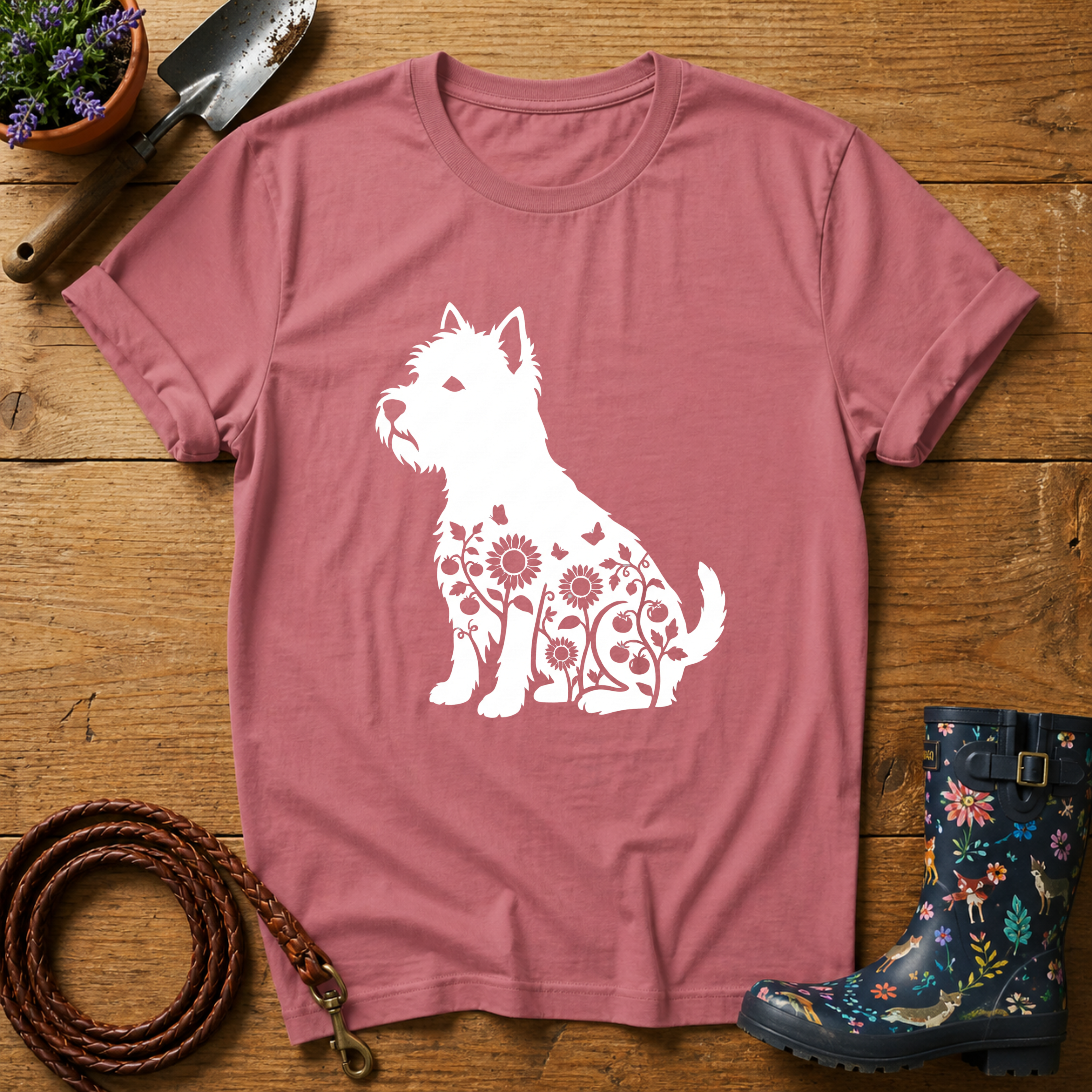 Westie Sunflowers & Butterflies T-shirt