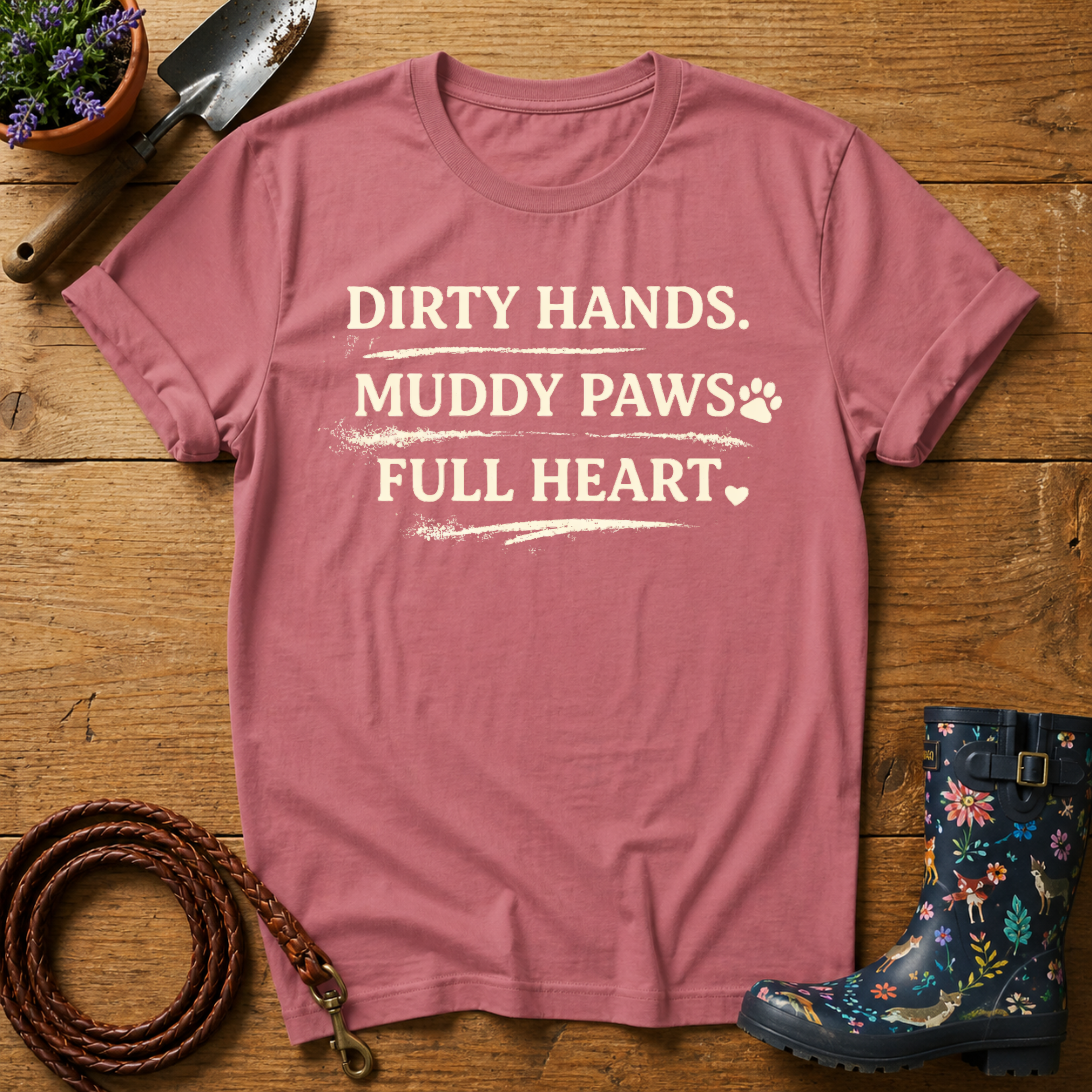 Dirty Hands, Muddy Paws, Full Heart T-shirt
