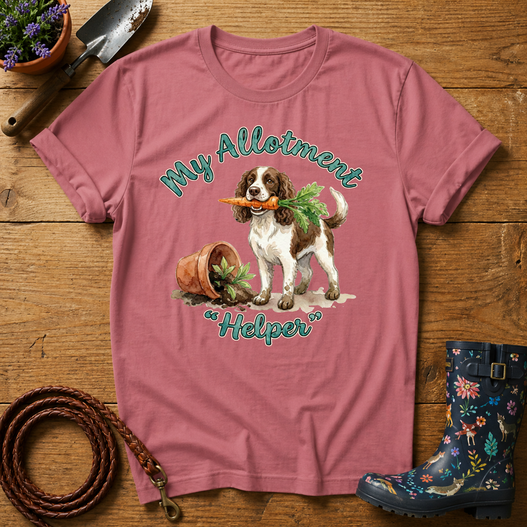 Spaniel My Allotment Helper Watercolour T-shirt