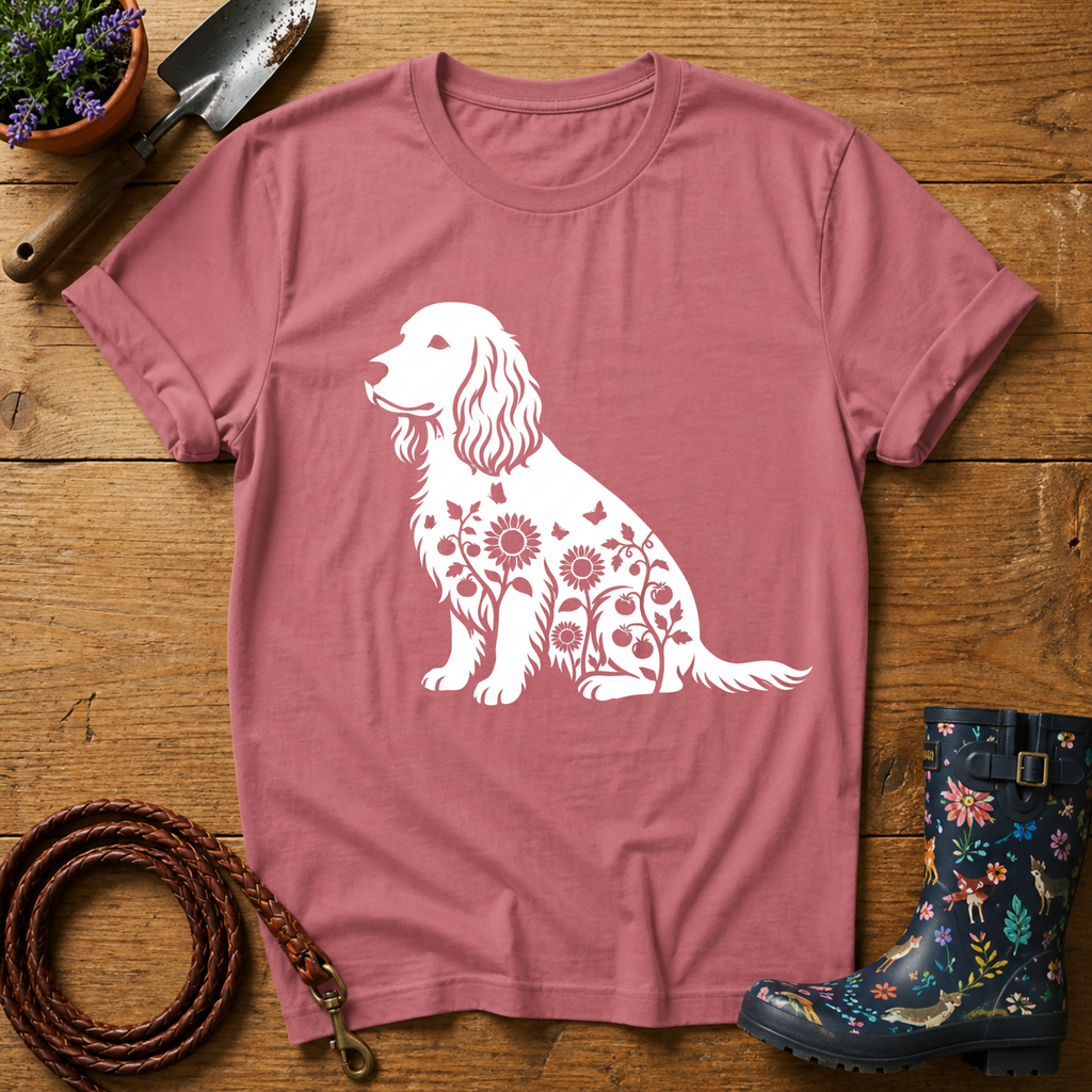 Spaniel Sunflowers & Butterflies T-shirt