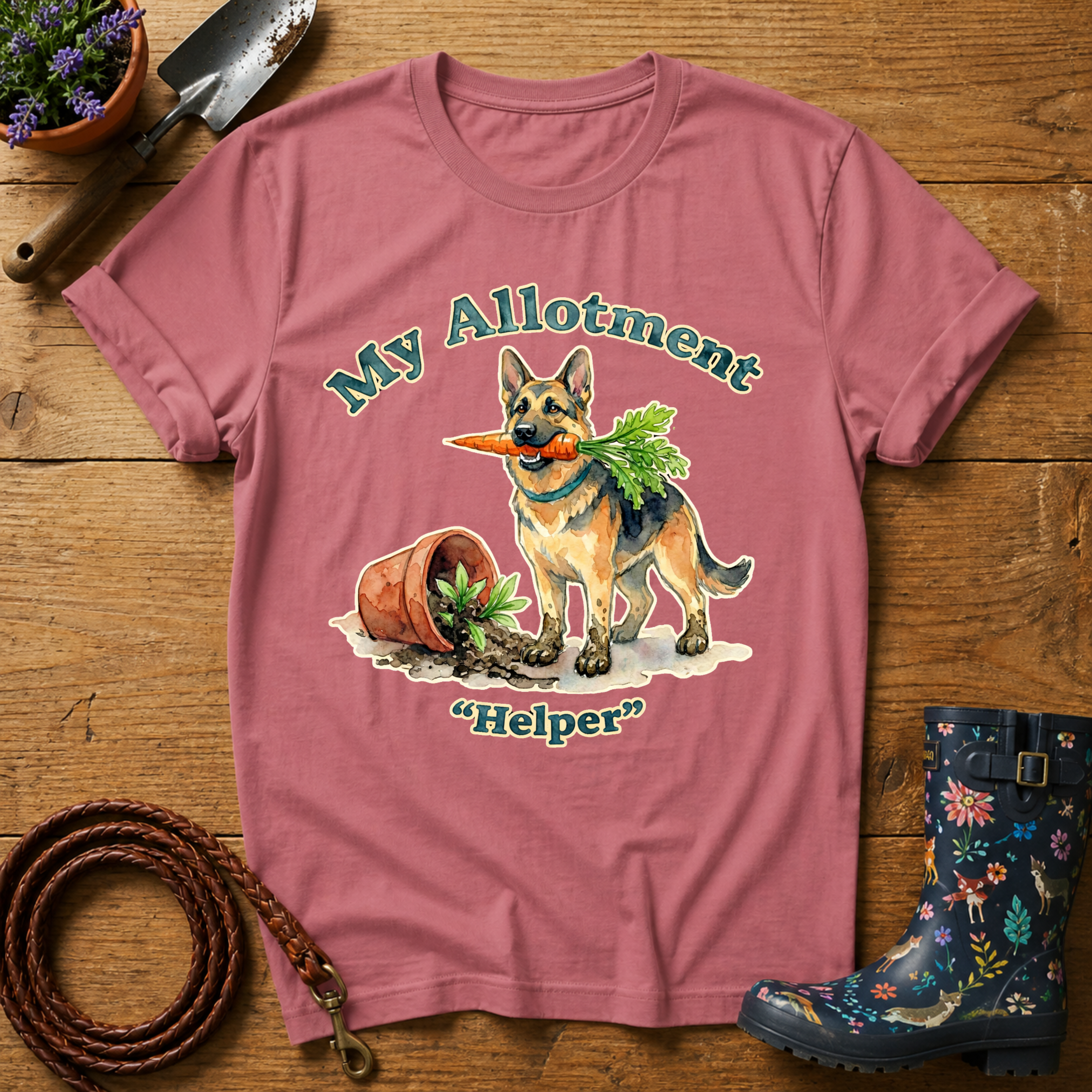 GSD My Allotment Helper Watercolour T-shirt
