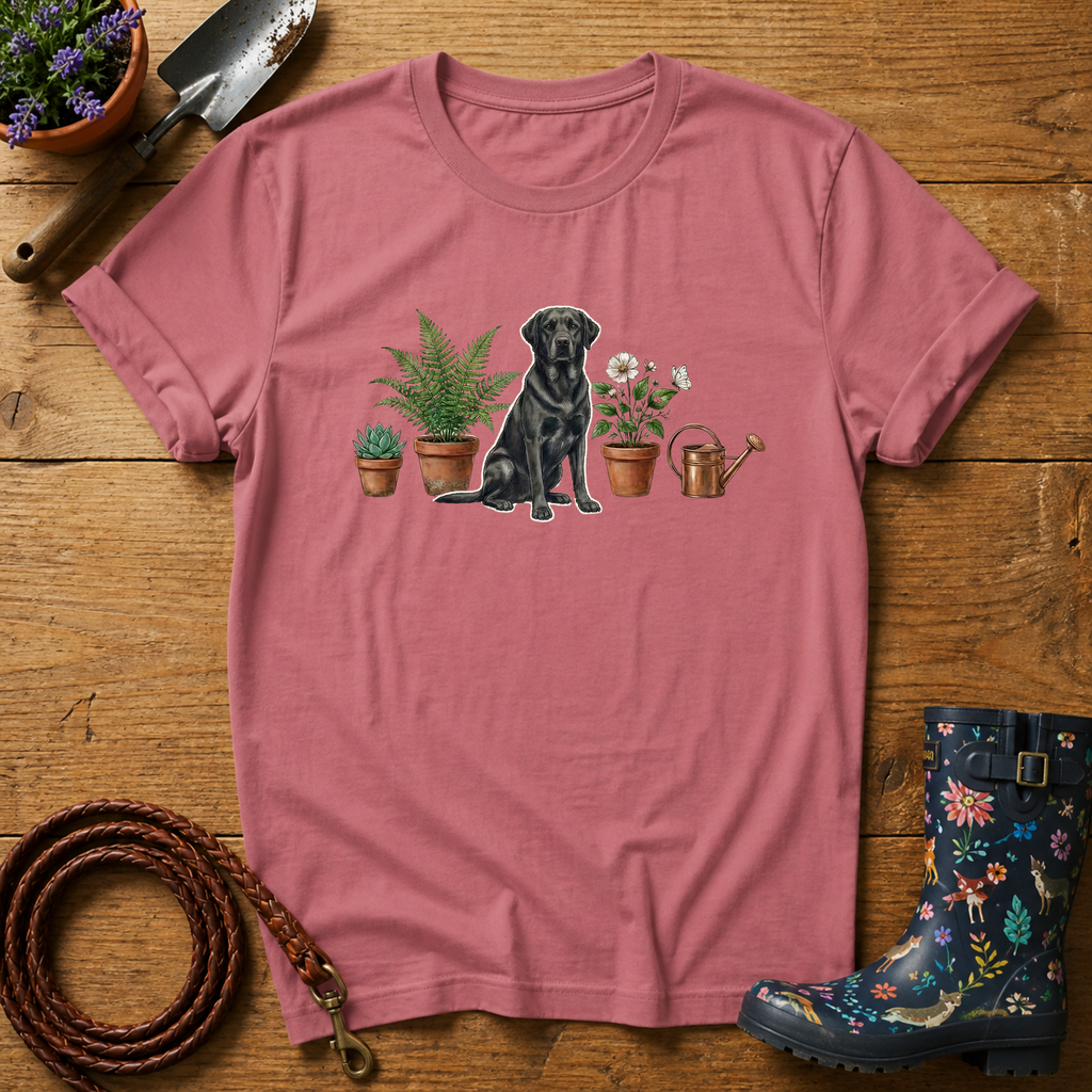 Black Lab  & Potted Plants T-shirts