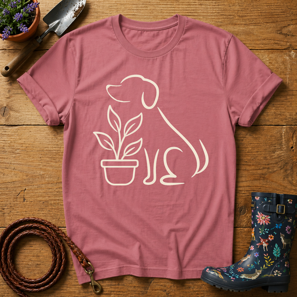 Simple Dog & Plant T-shirt