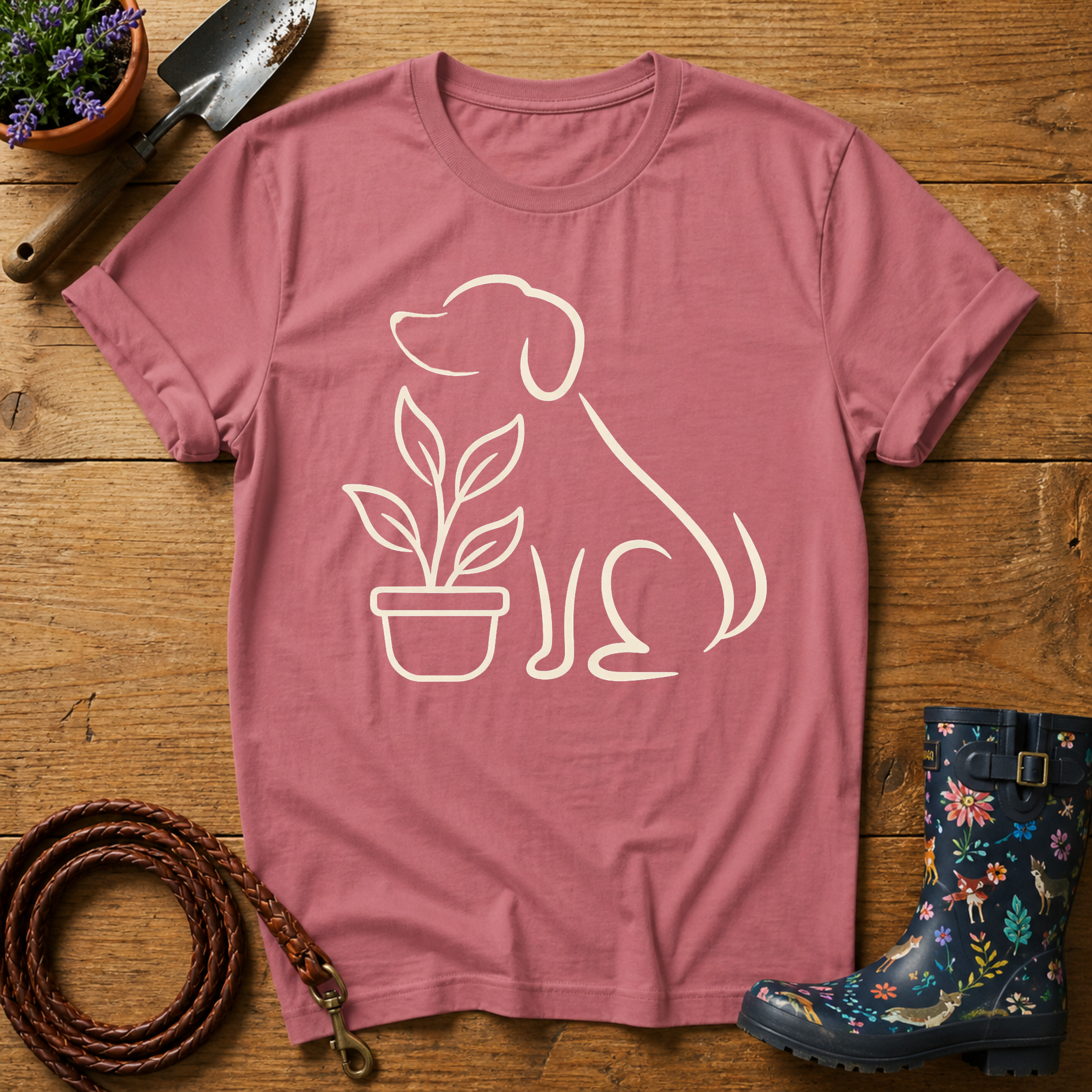 Simple Dog & Plant T-shirt