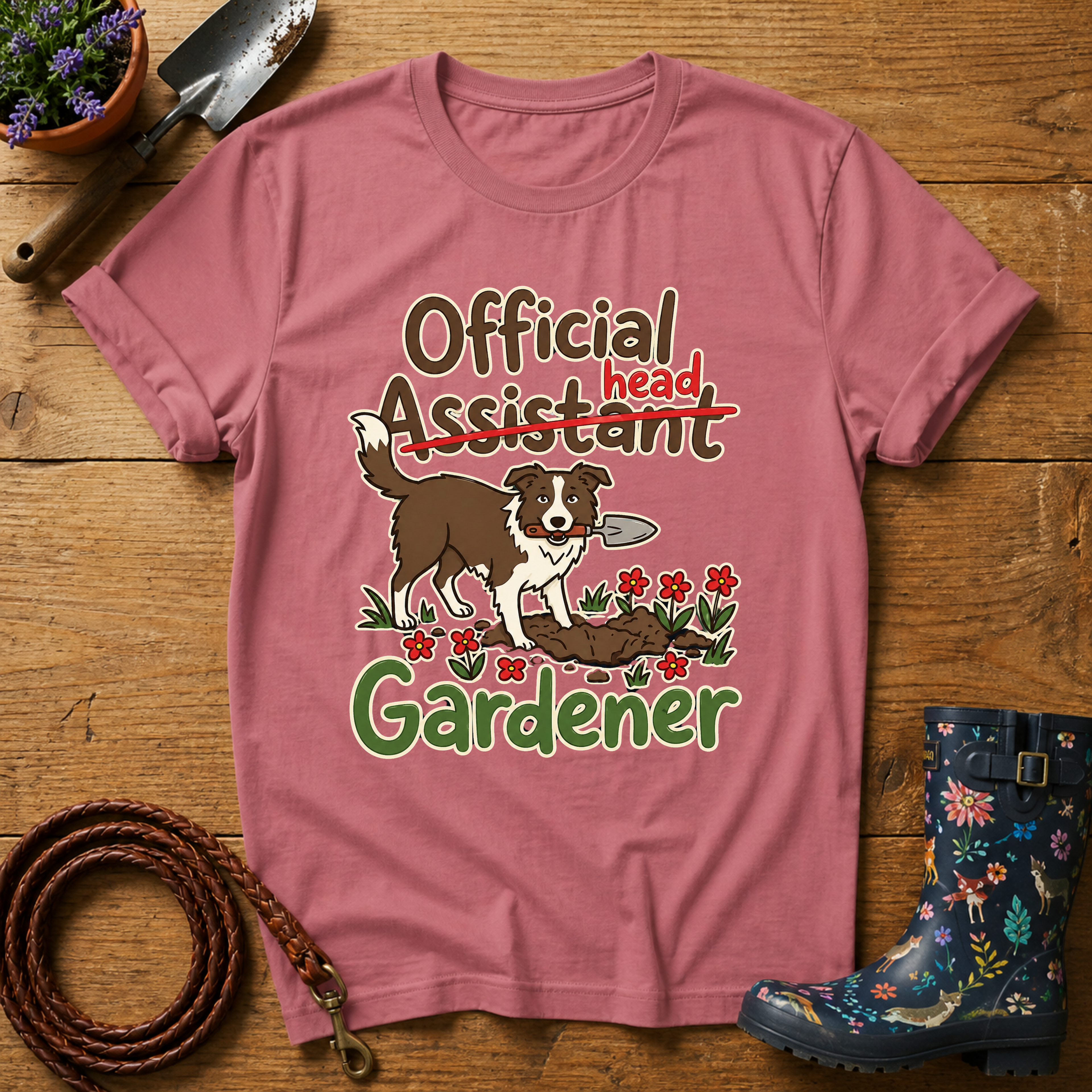 Boarder Collie Official Head Gardener T-shirt