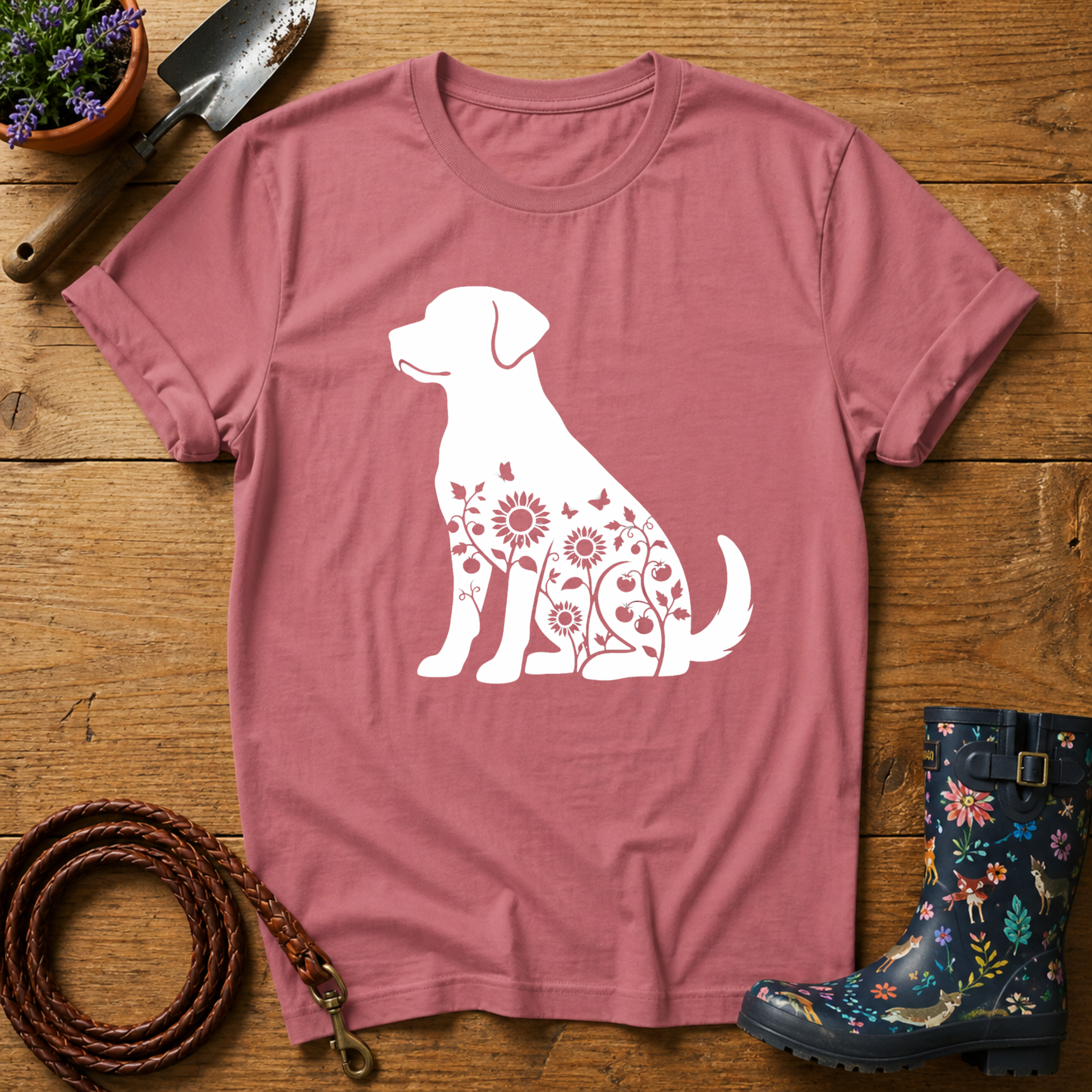 Labrador Sunflowers & Butterflies T-shirt