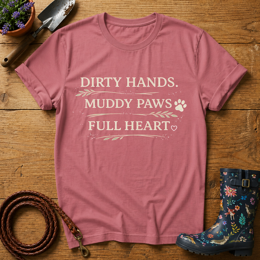 Dirty Hands, Muddy Paws, Leaf version T-shirt