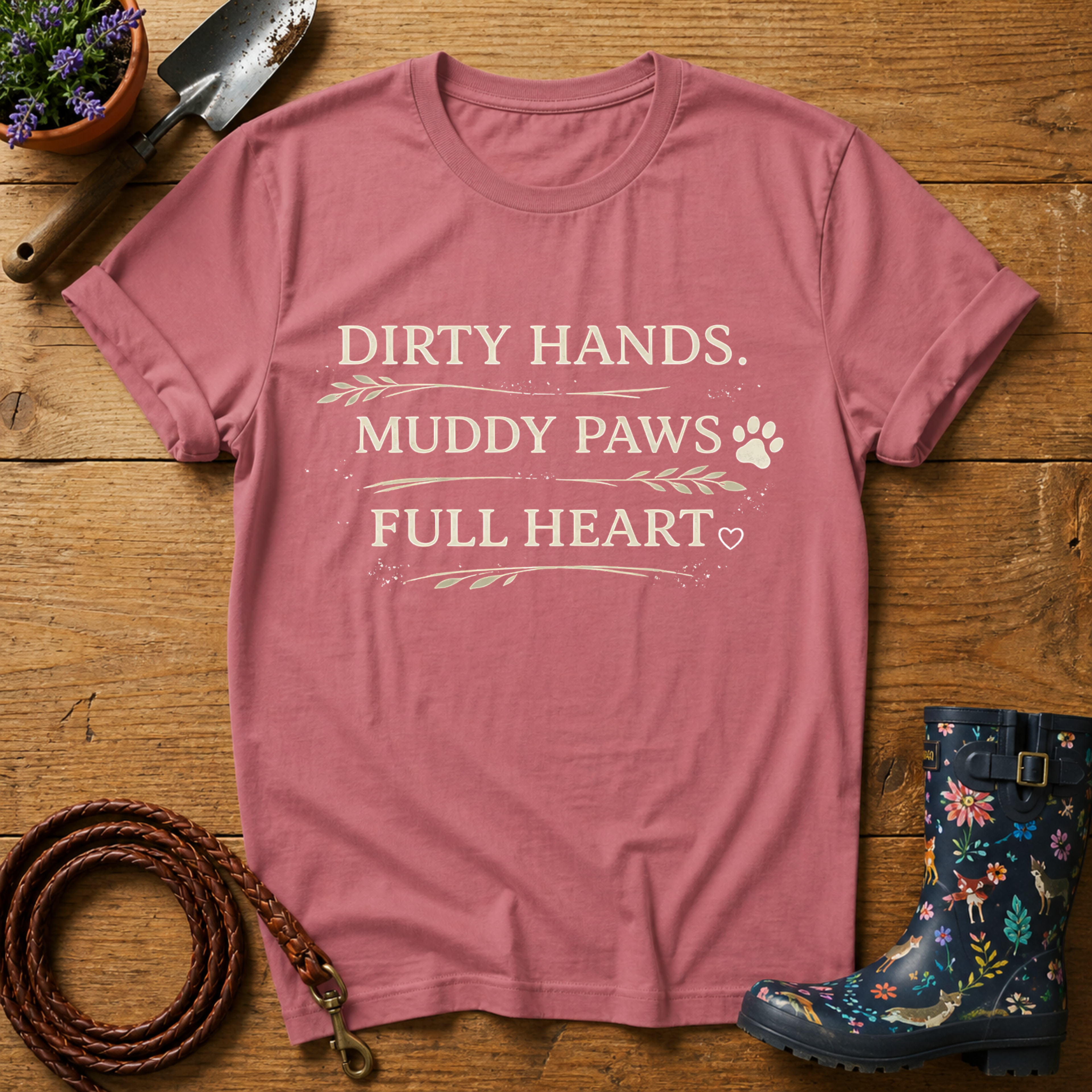 Dirty Hands, Muddy Paws, Leaf version T-shirt