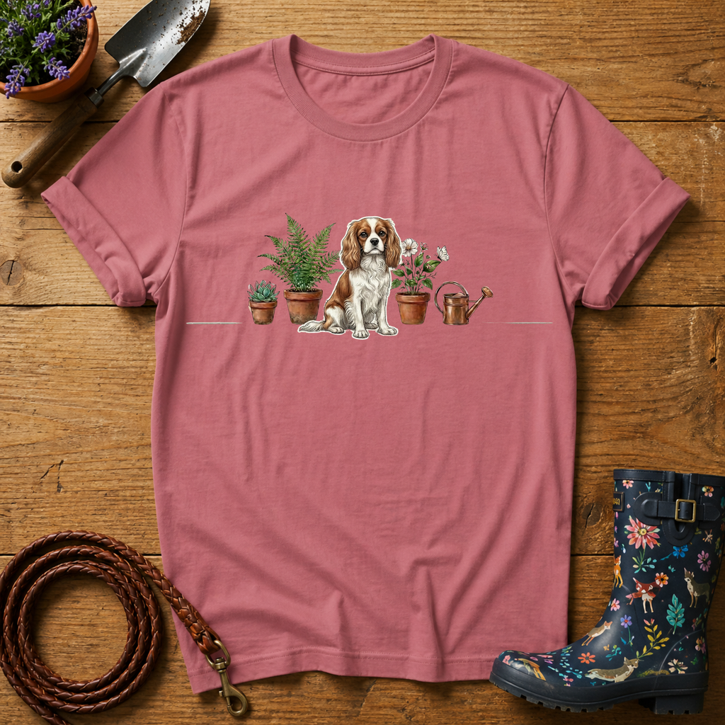 King Charles Spaniel & Pot Plants T-Shirt