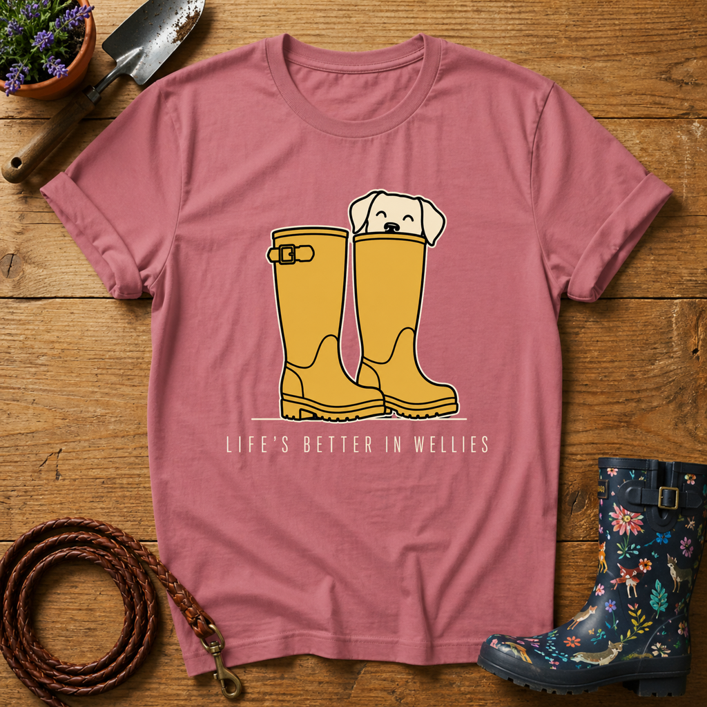 Life's Better In Wellies (yellow) T-shirt