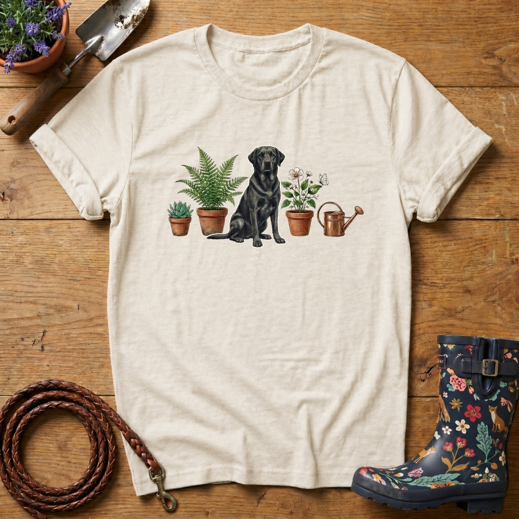 Black Lab  & Potted Plants T-shirts