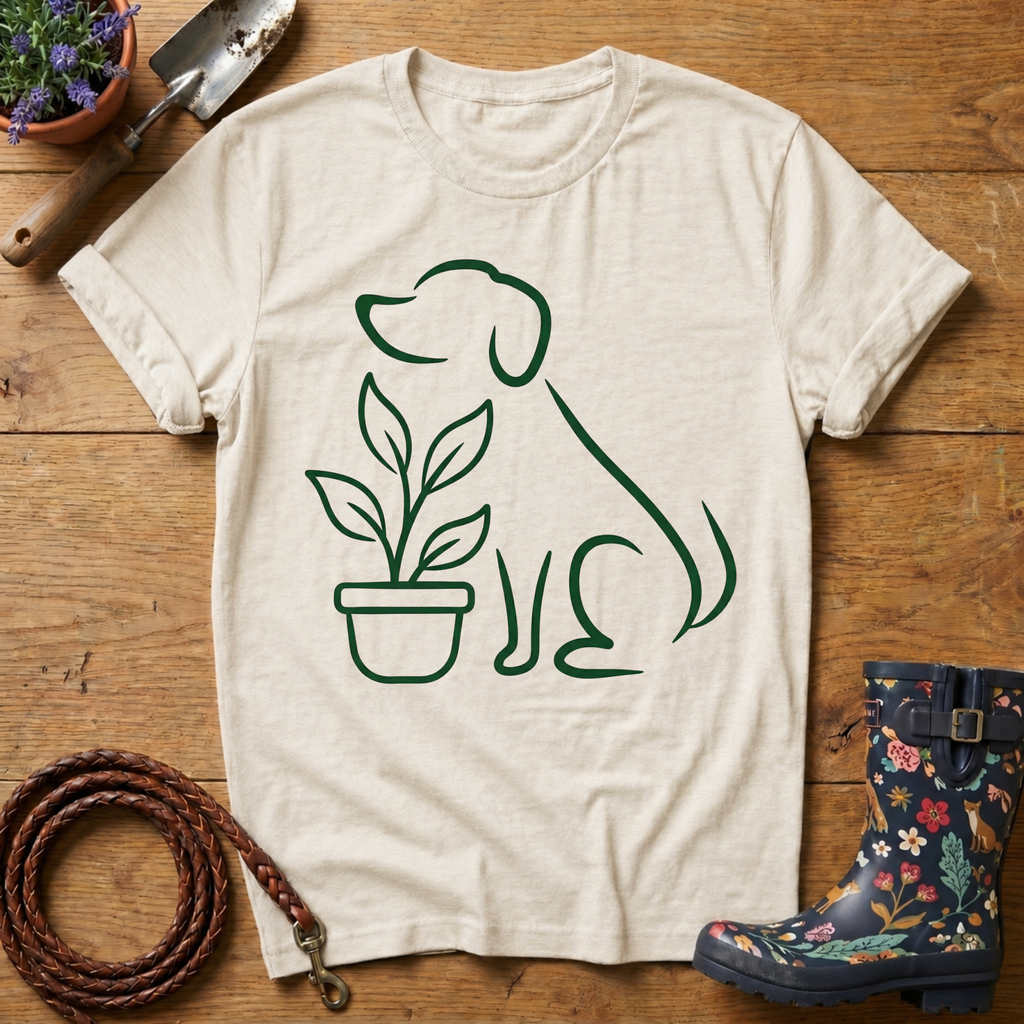 Simple Dog & Plant T-shirt