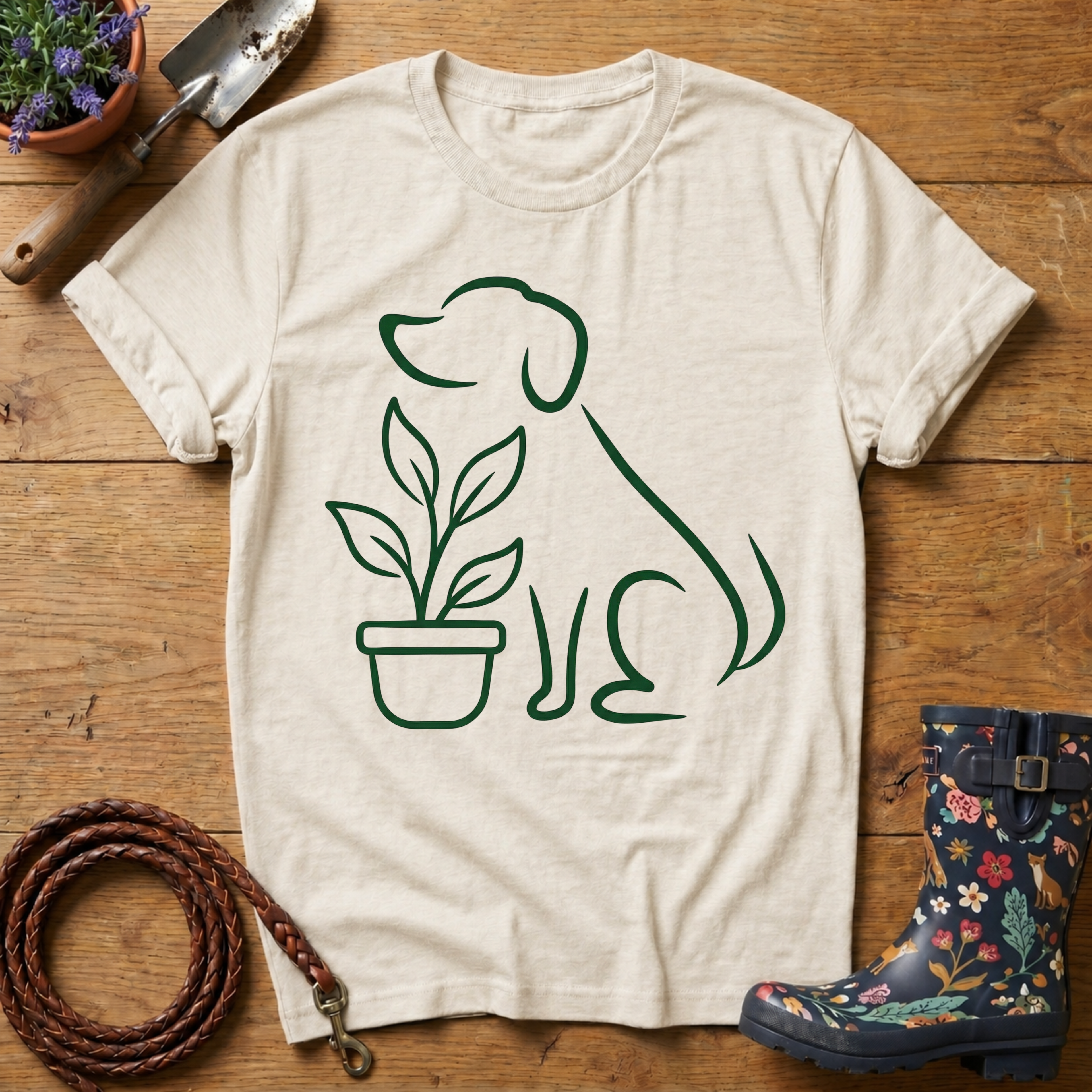 Simple Dog & Plant T-shirt