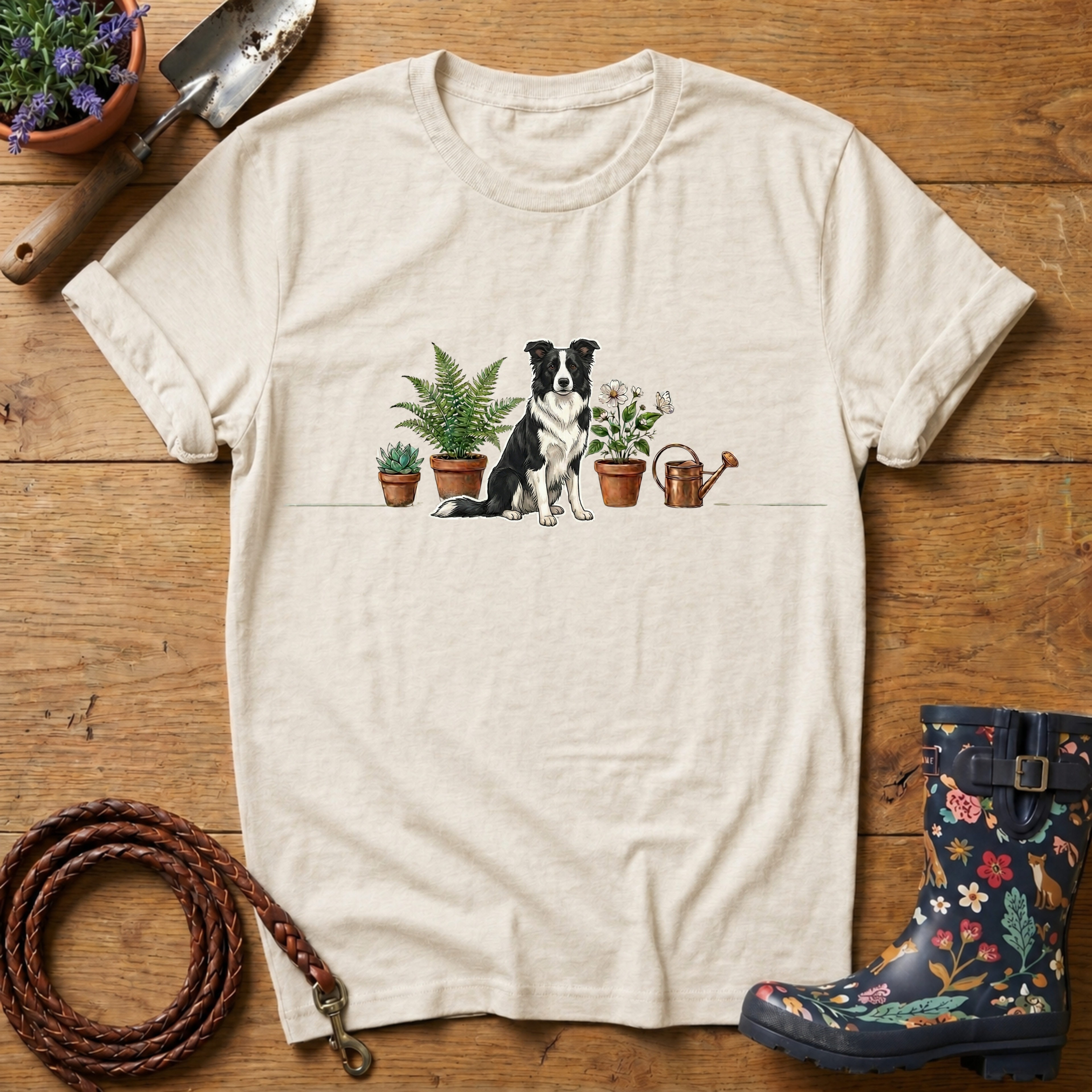 Border Collie Potted Plants T-shirt