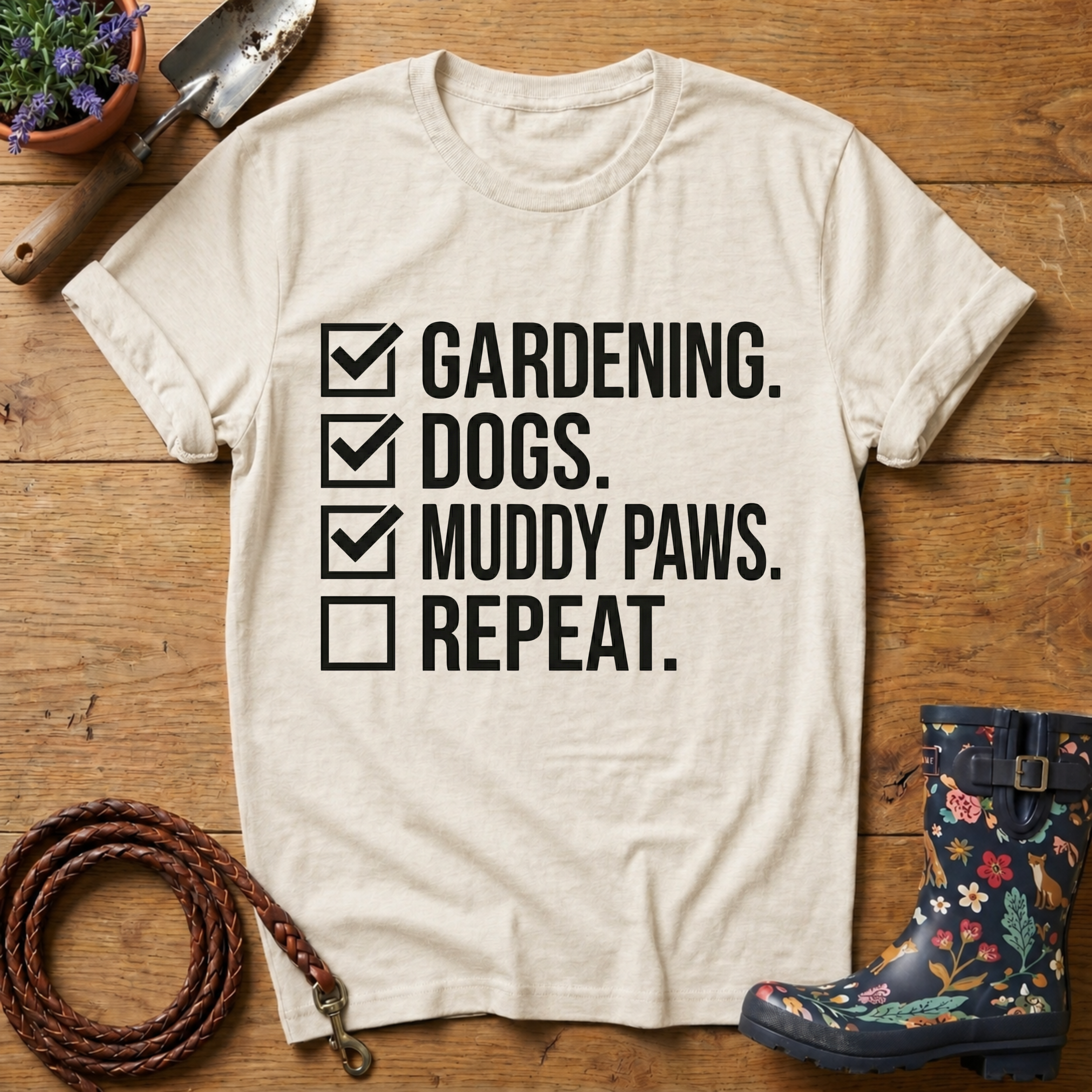 Gardening, Muddy Paws, Repeat T-shirt