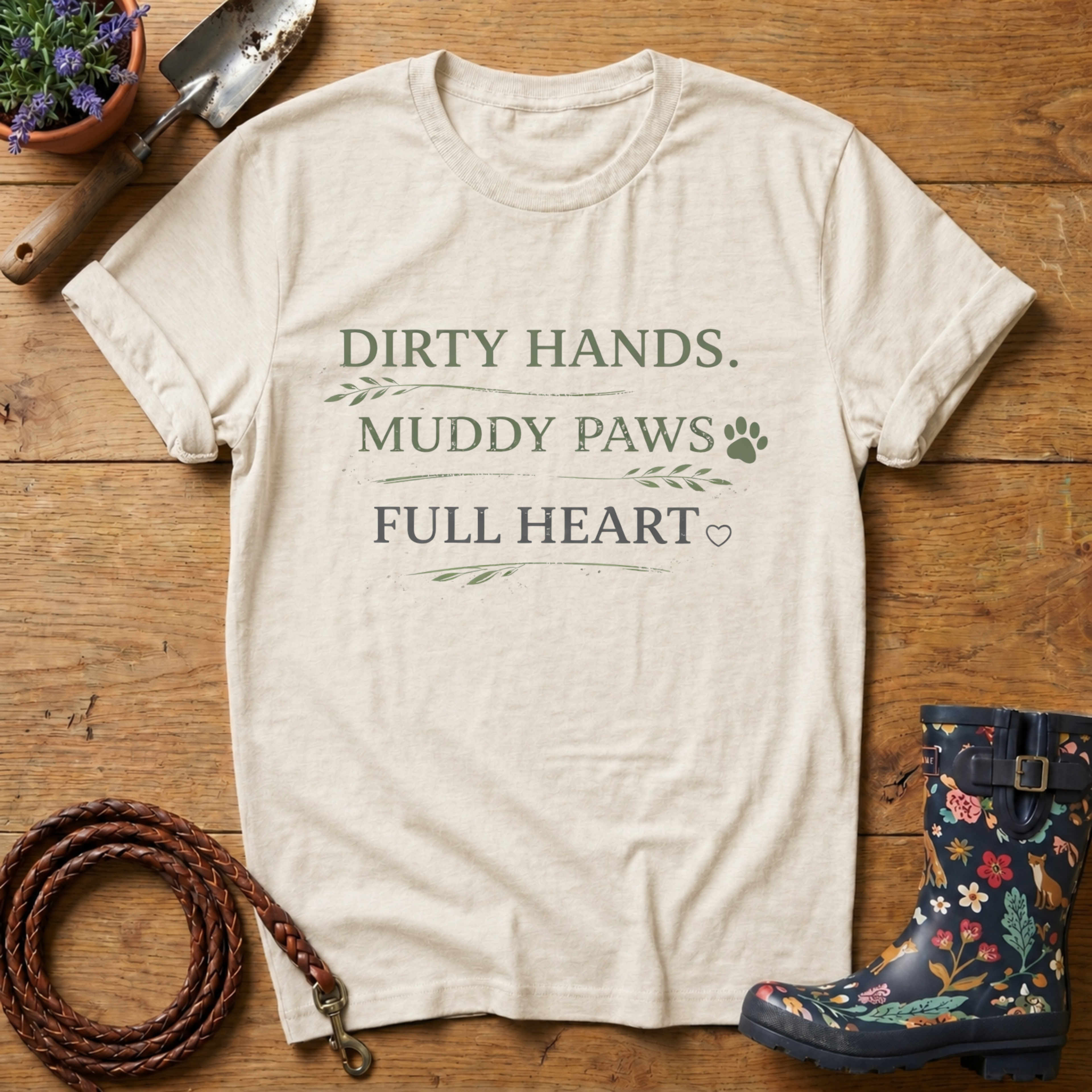 Dirty Hands, Muddy Paws, Leaf version T-shirt