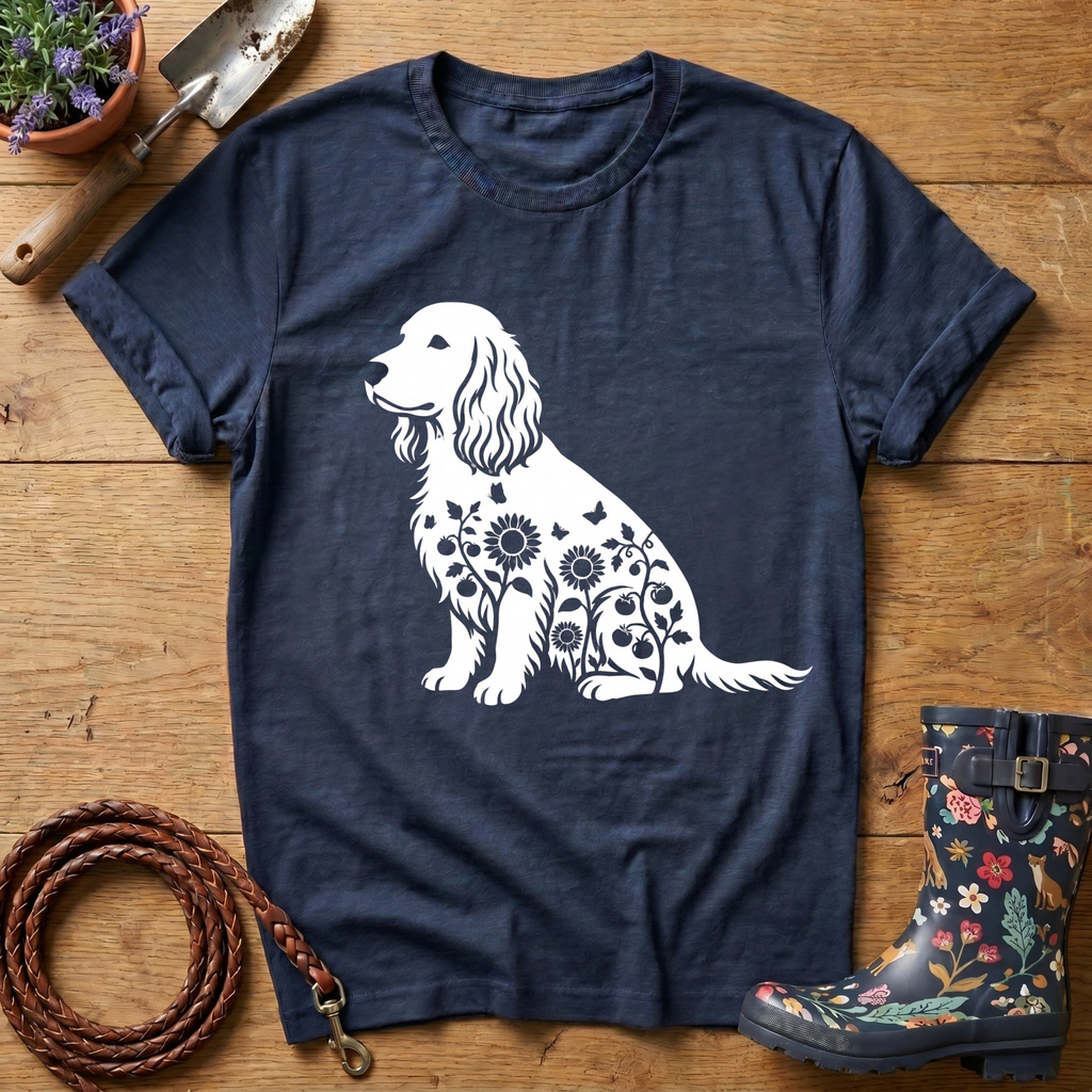 Spaniel Sunflowers & Butterflies T-shirt