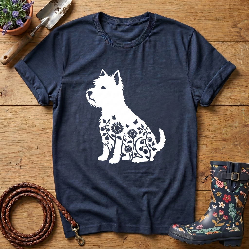 Westie Sunflowers & Butterflies T-shirt