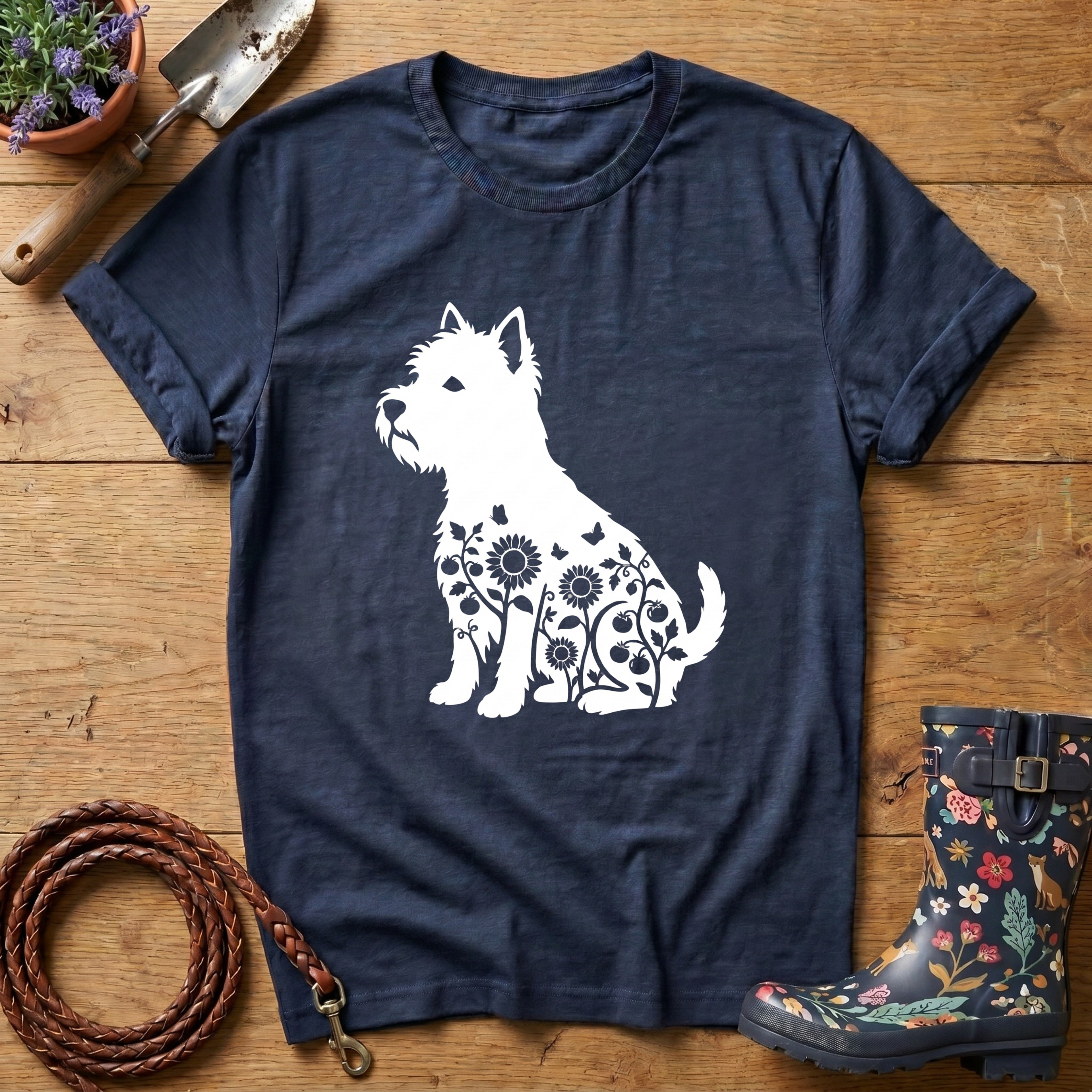 Westie Sunflowers & Butterflies T-shirt