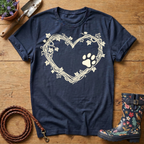 Rustic Vine Heart Paw Print T-shirt