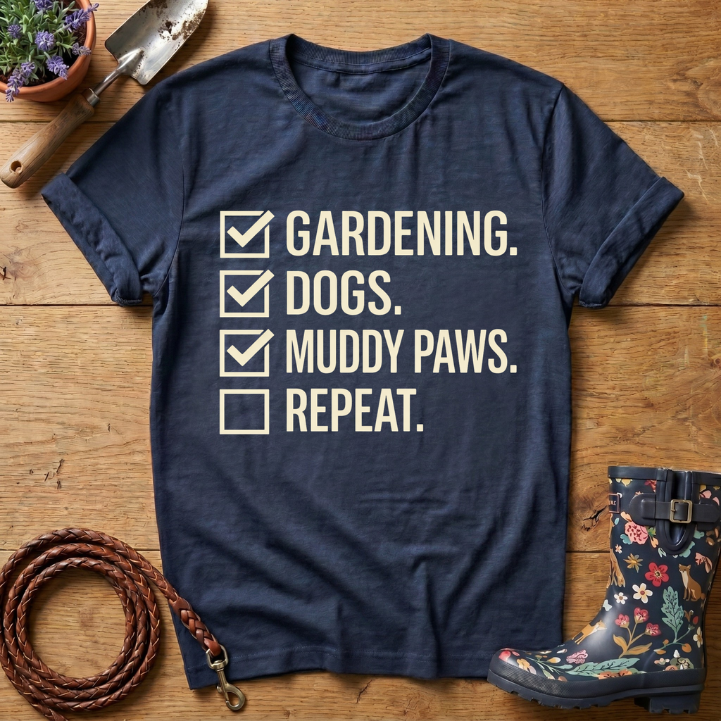 Gardening, Muddy Paws, Repeat T-shirt