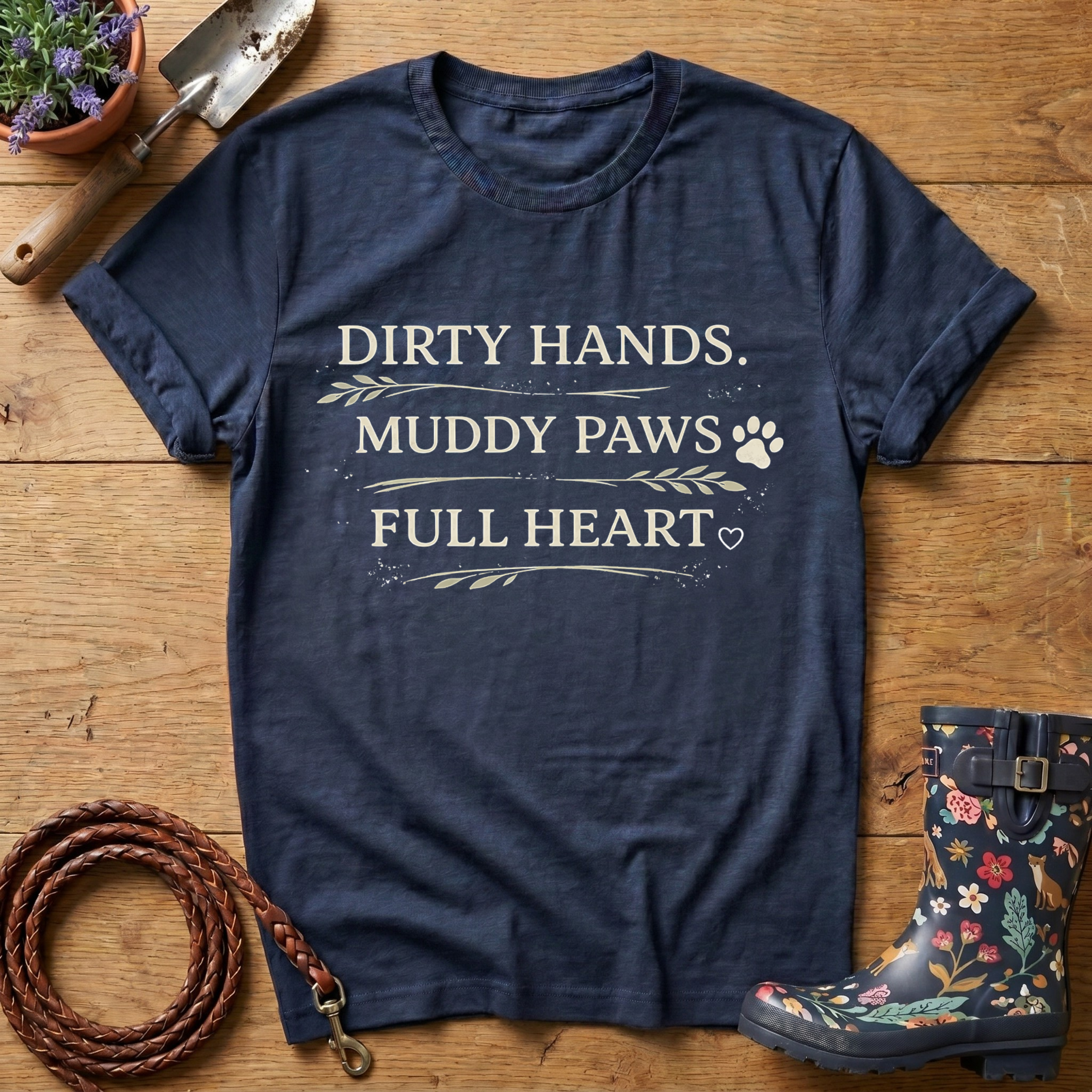 Dirty Hands, Muddy Paws, Leaf version T-shirt
