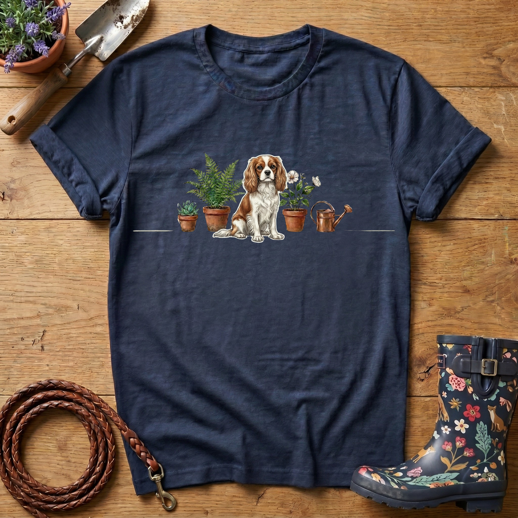 King Charles Spaniel & Pot Plants T-Shirt