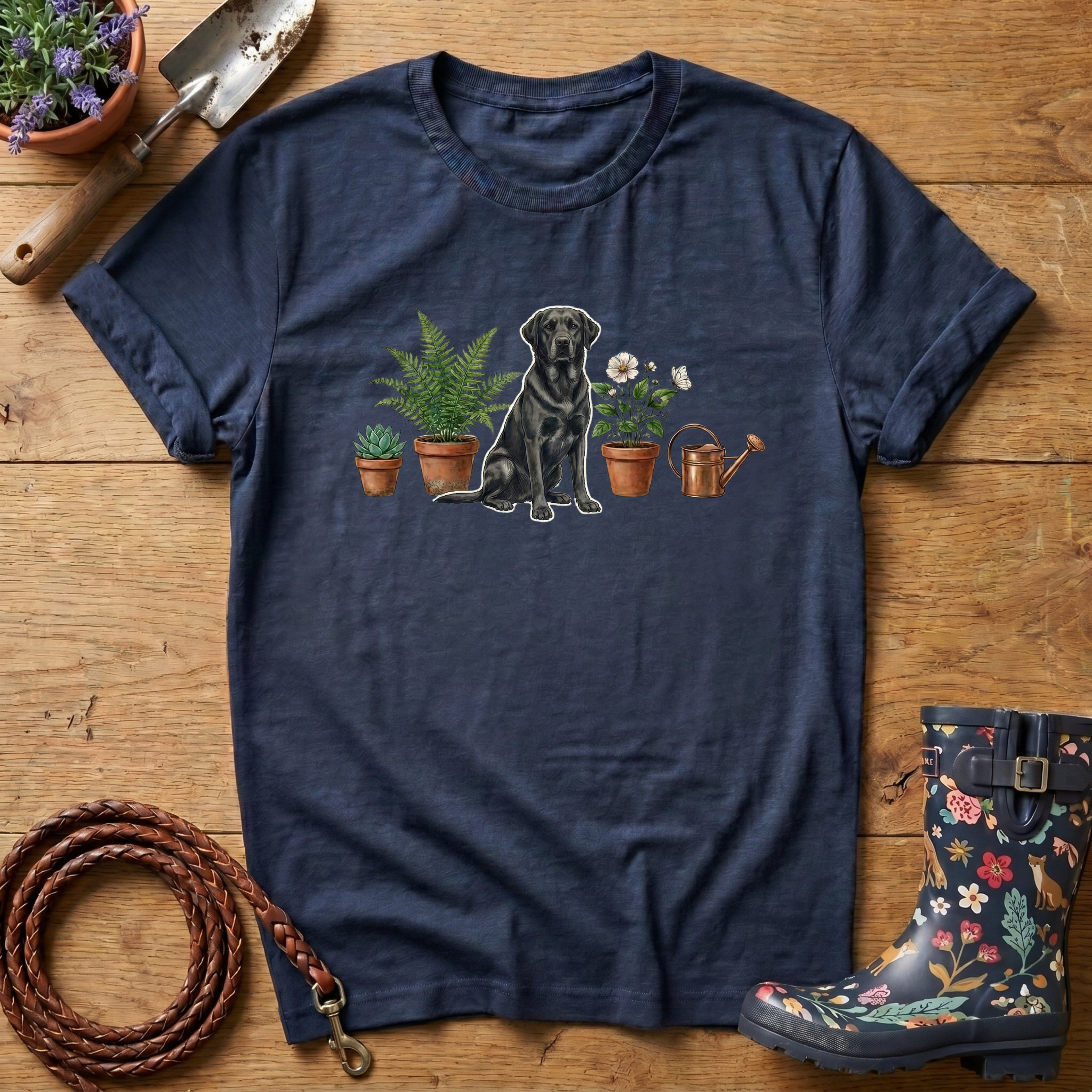 Black Lab  & Potted Plants T-shirts