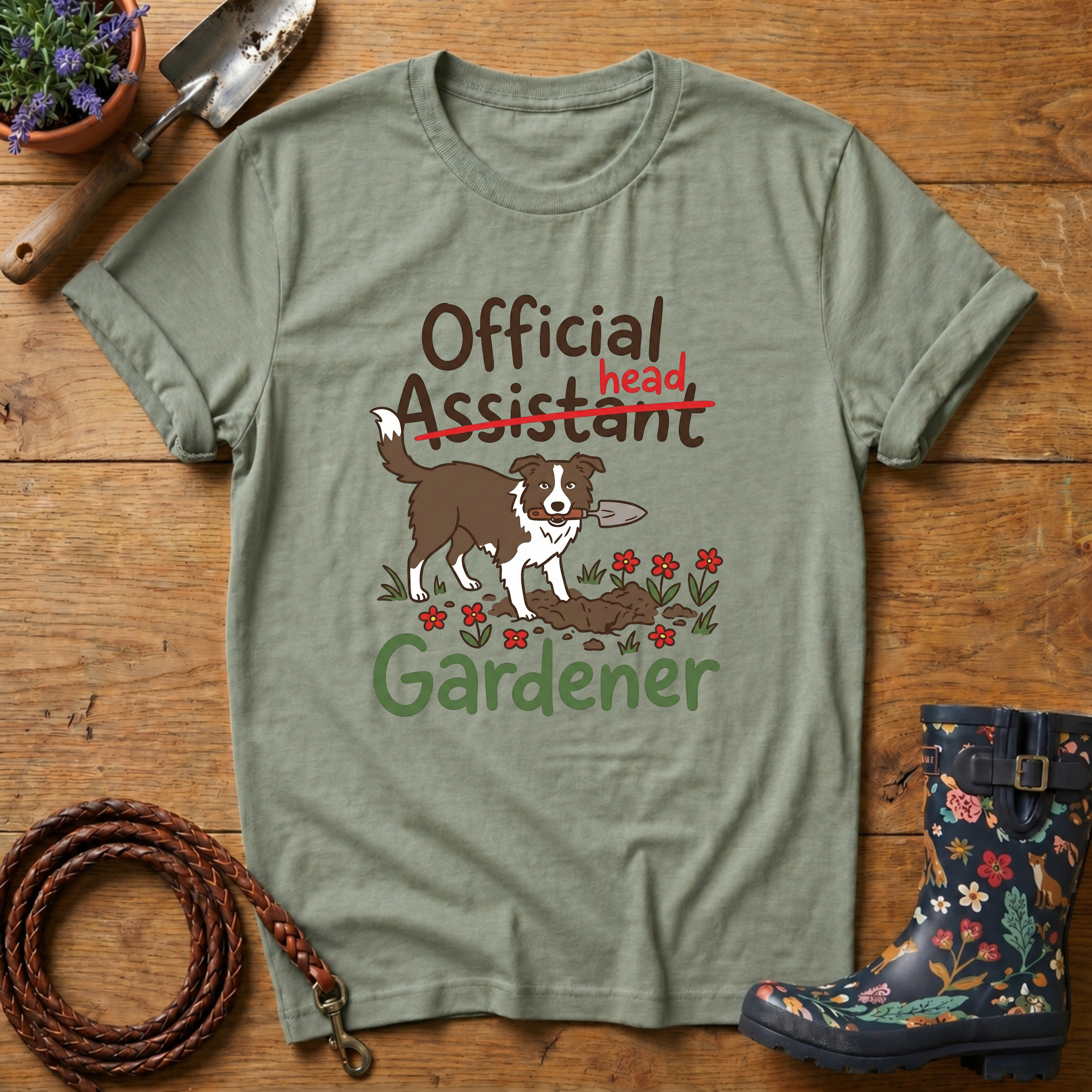 Boarder Collie Official Head Gardener T-shirt