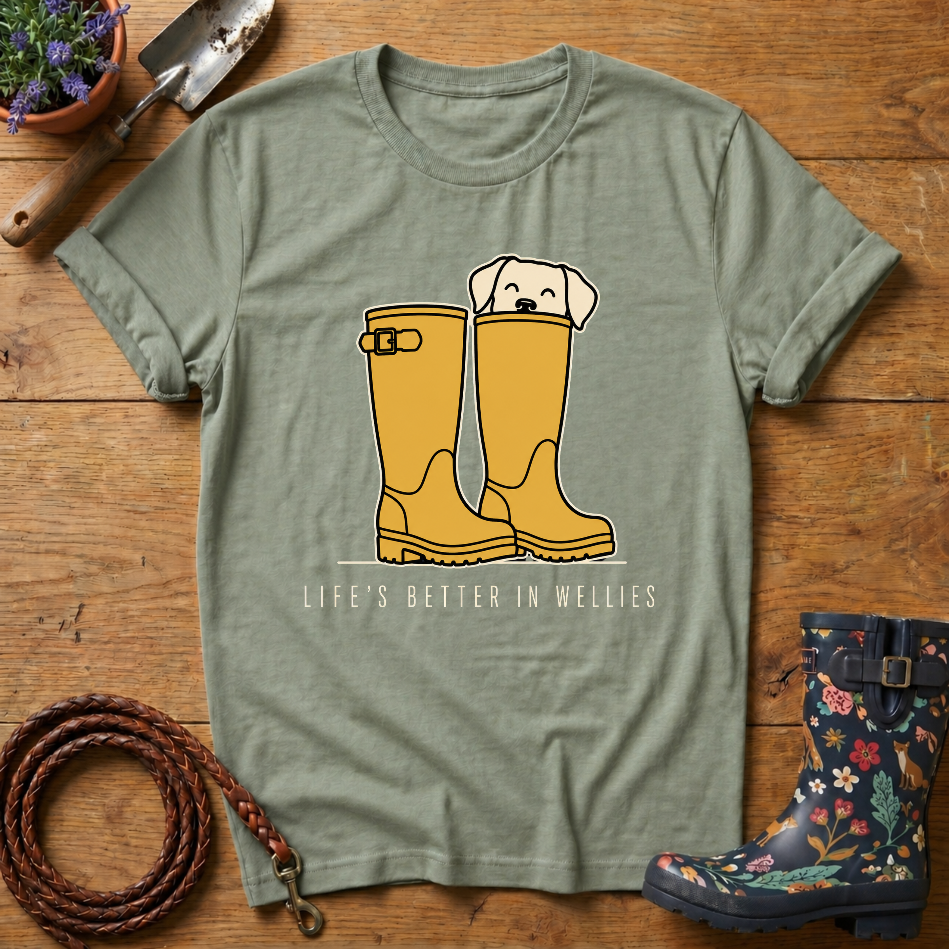 Life's Better In Wellies (yellow) T-shirt
