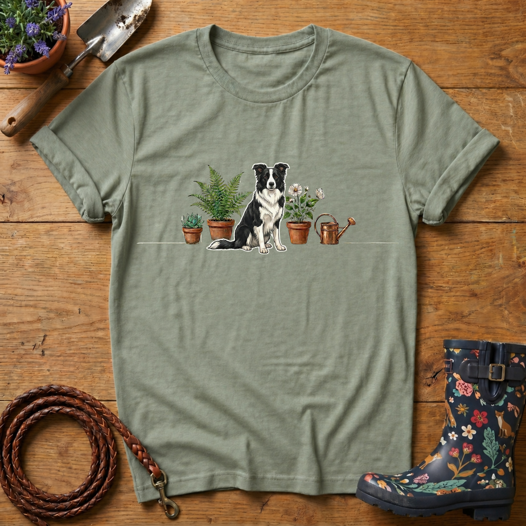 Border Collie Potted Plants T-shirt