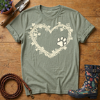 Rustic Vine Heart Paw Print T-shirt