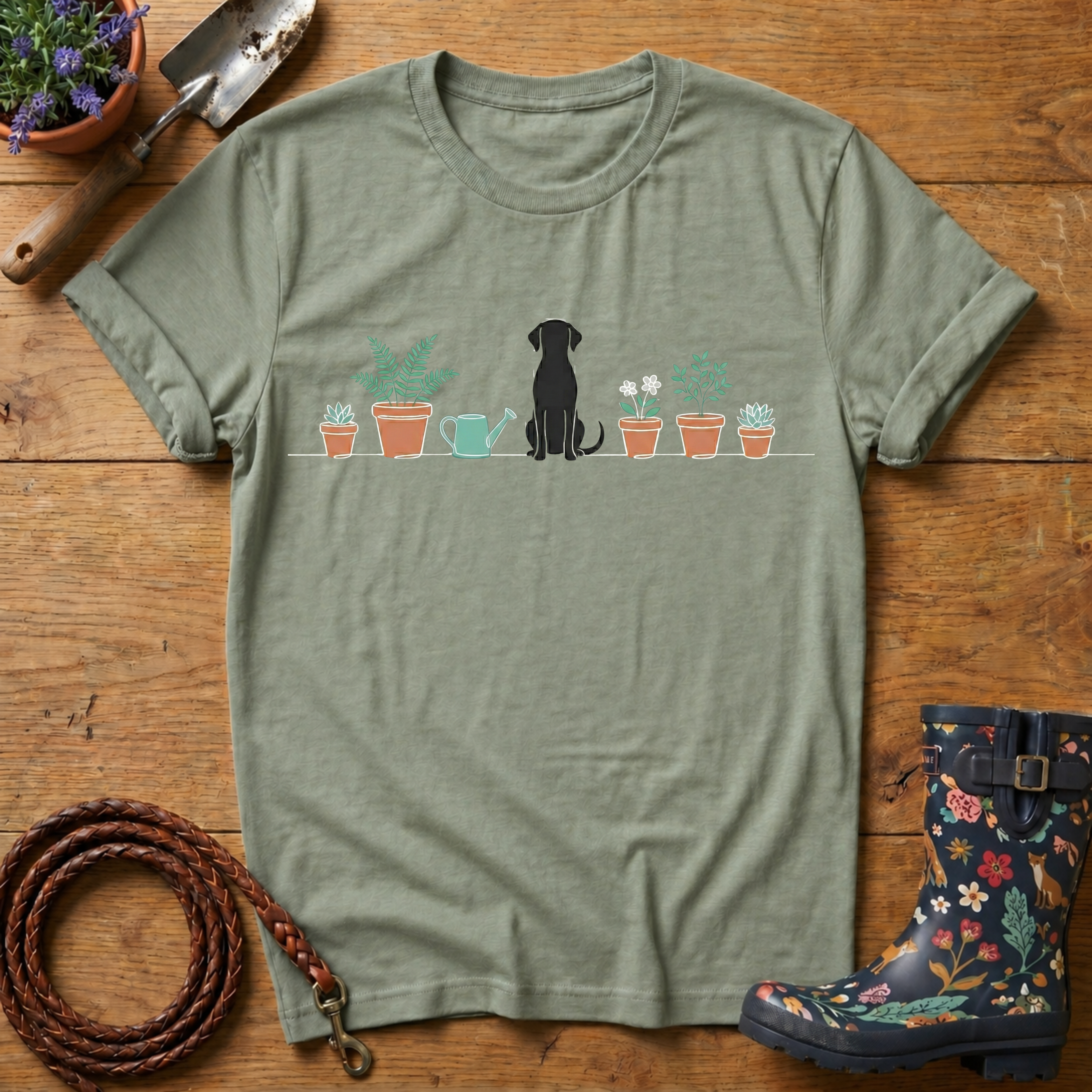 Labrador With Pot Plants T-shirt