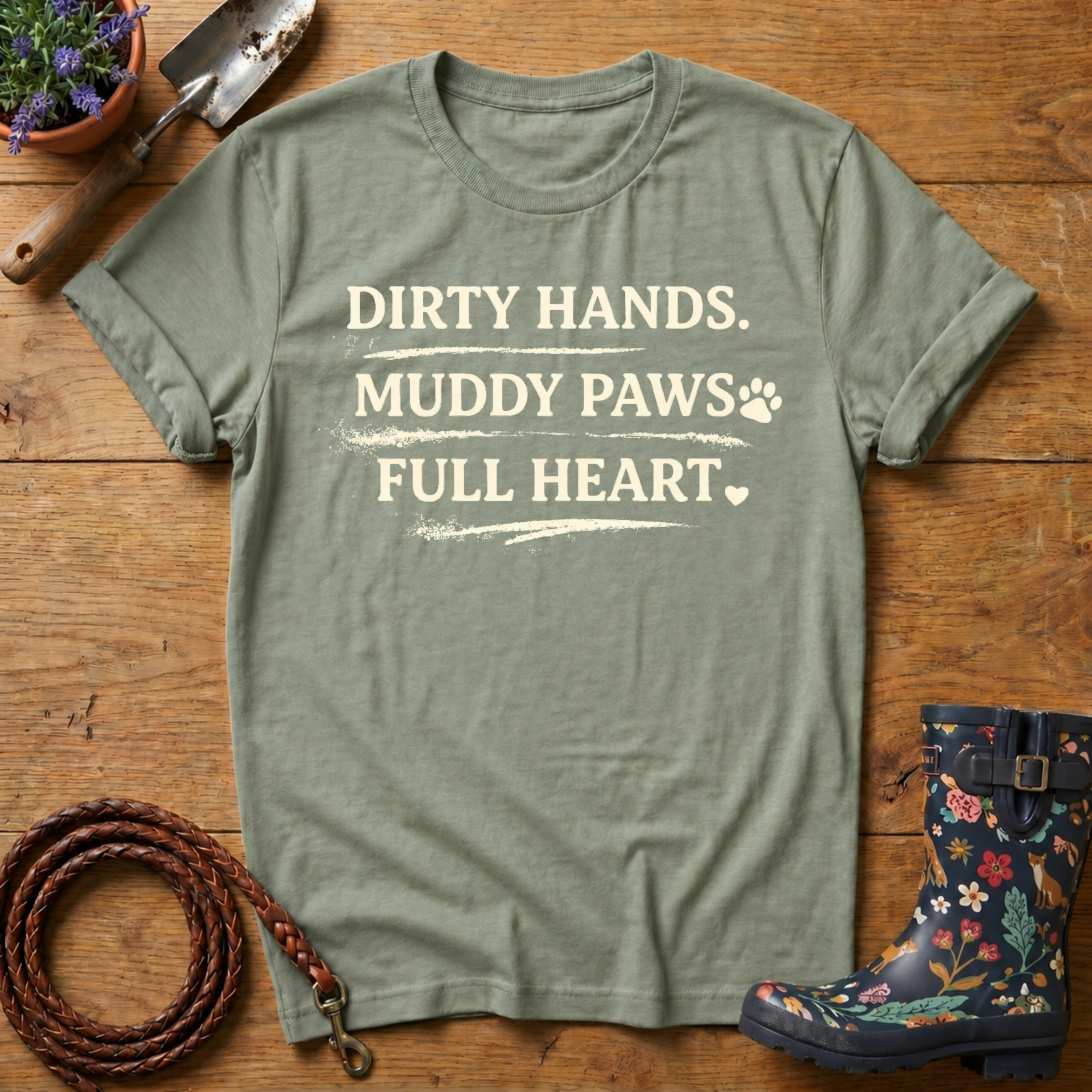 Dirty Hands, Muddy Paws, Full Heart T-shirt