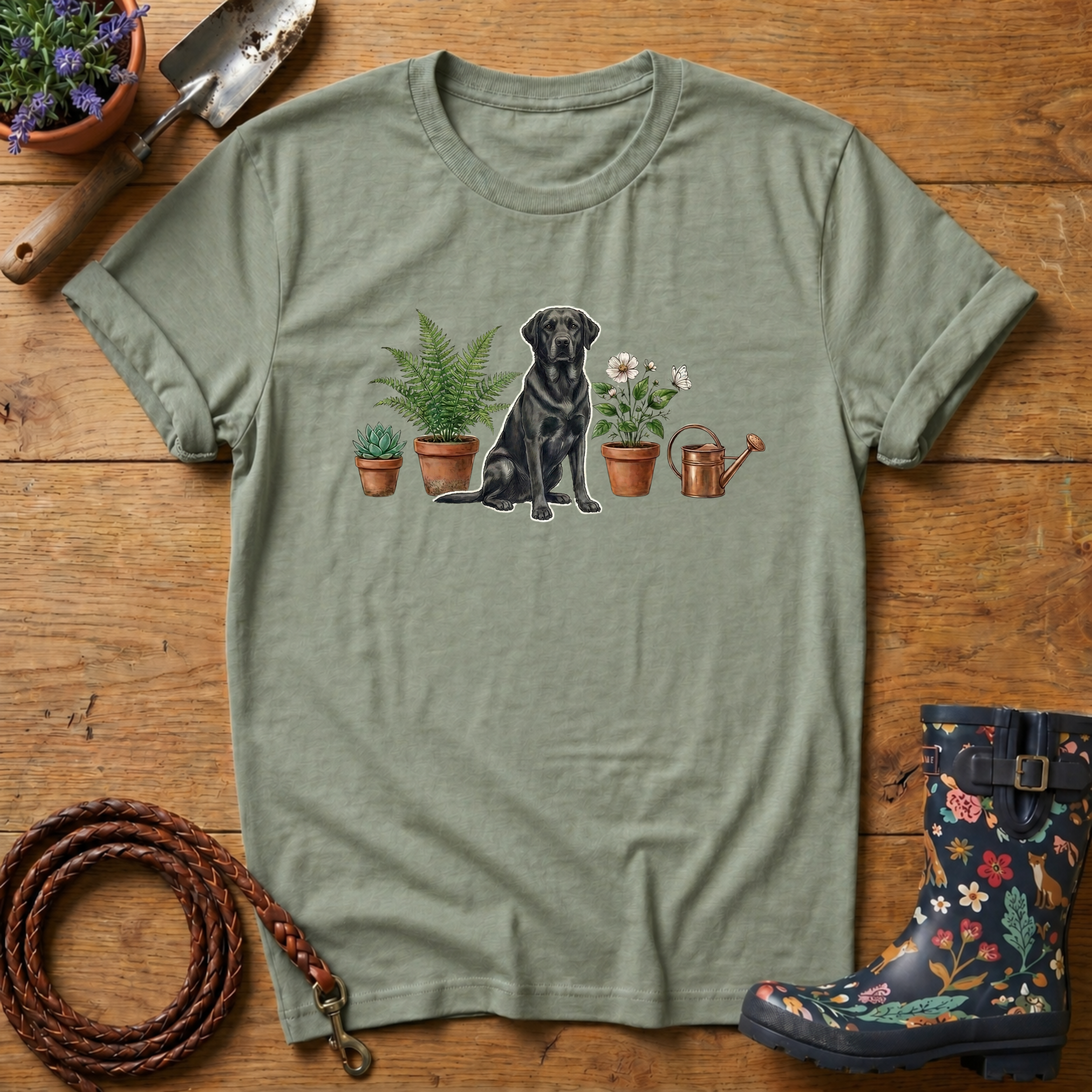 Black Lab  & Potted Plants T-shirts