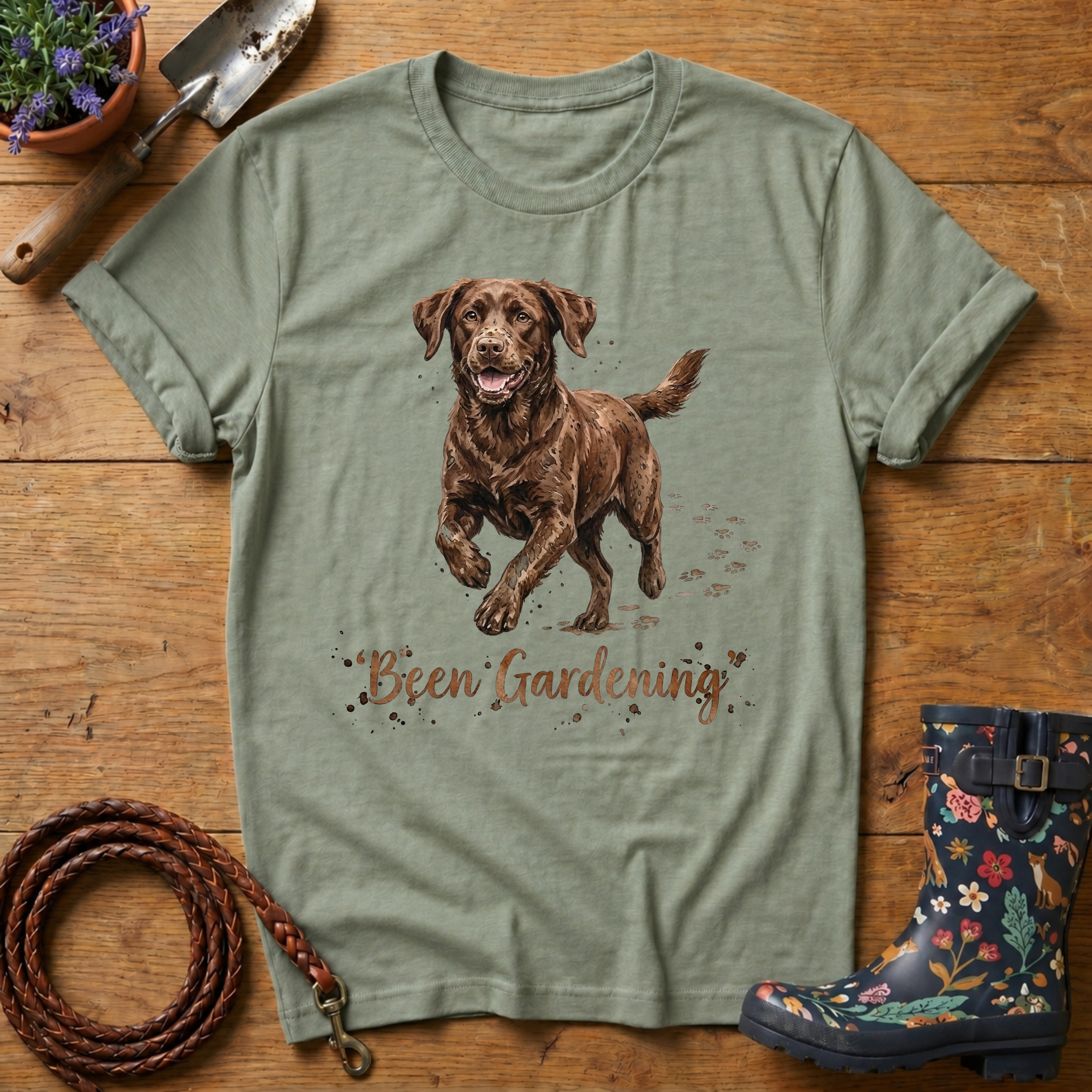 Chocolate Lab 'Been Gardening' T-shirt