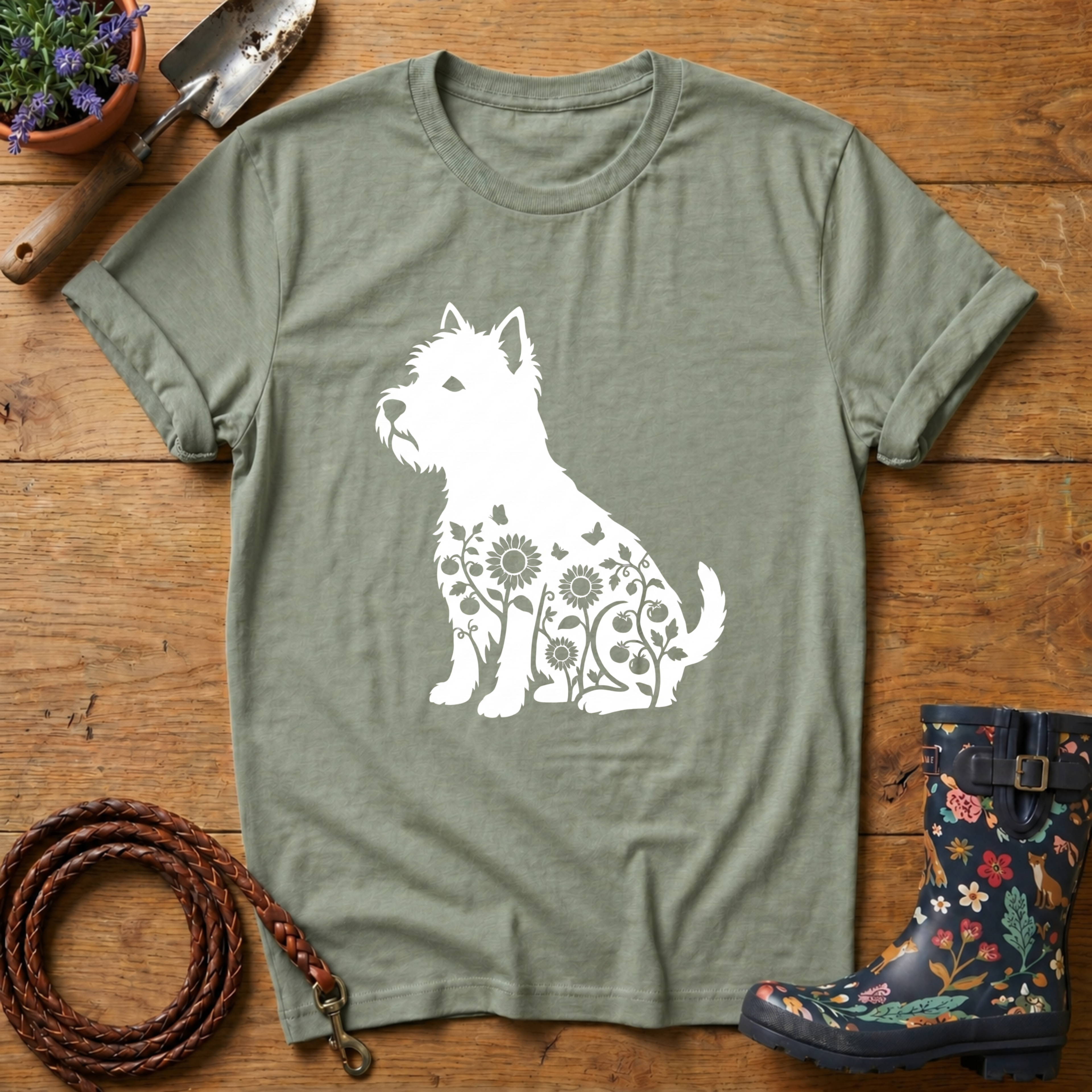 Westie Sunflowers & Butterflies T-shirt