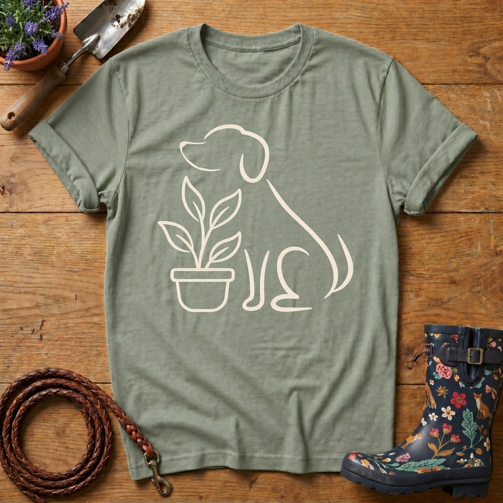 Simple Dog & Plant T-shirt