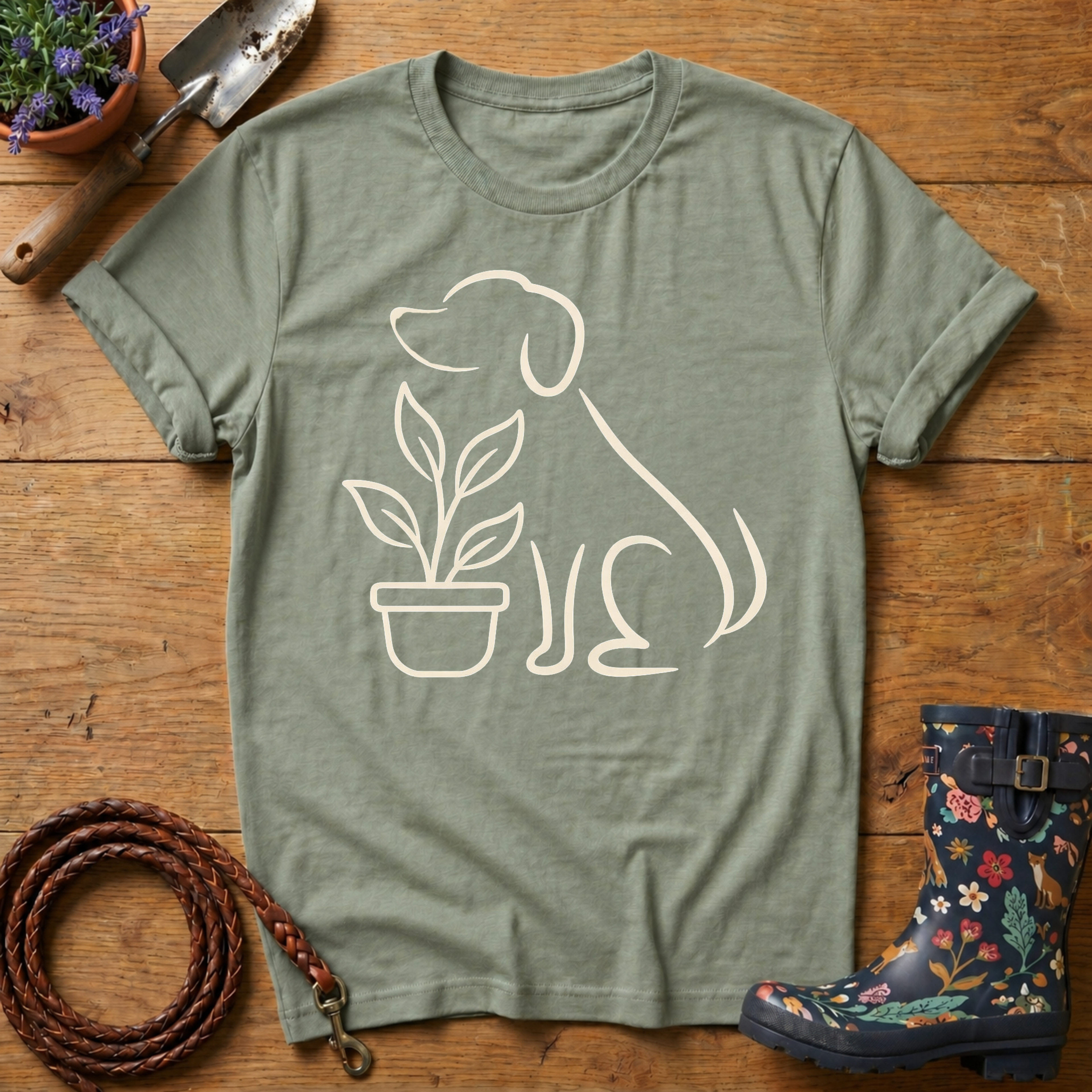 Simple Dog & Plant T-shirt
