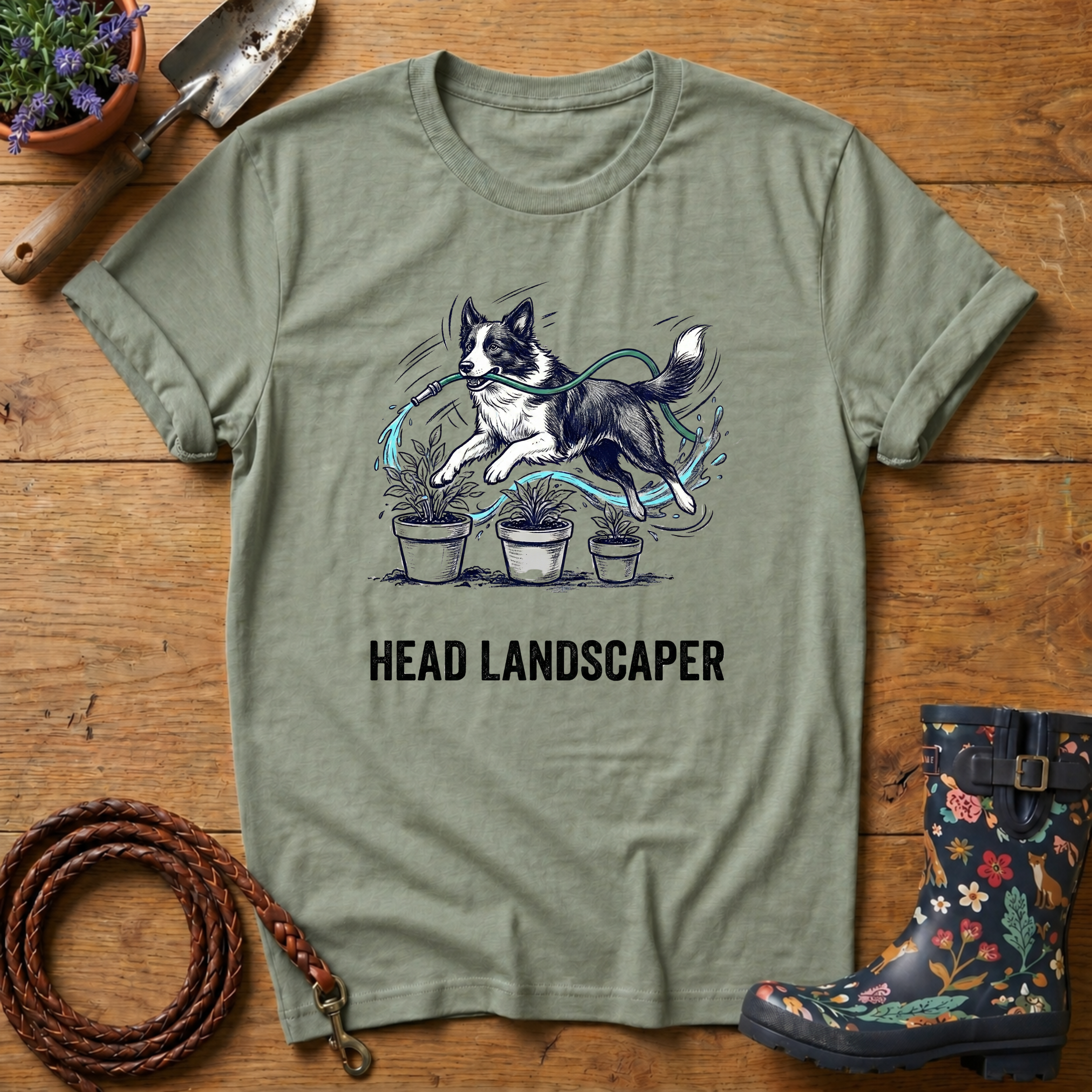 Collie Head Gardener T-shirt