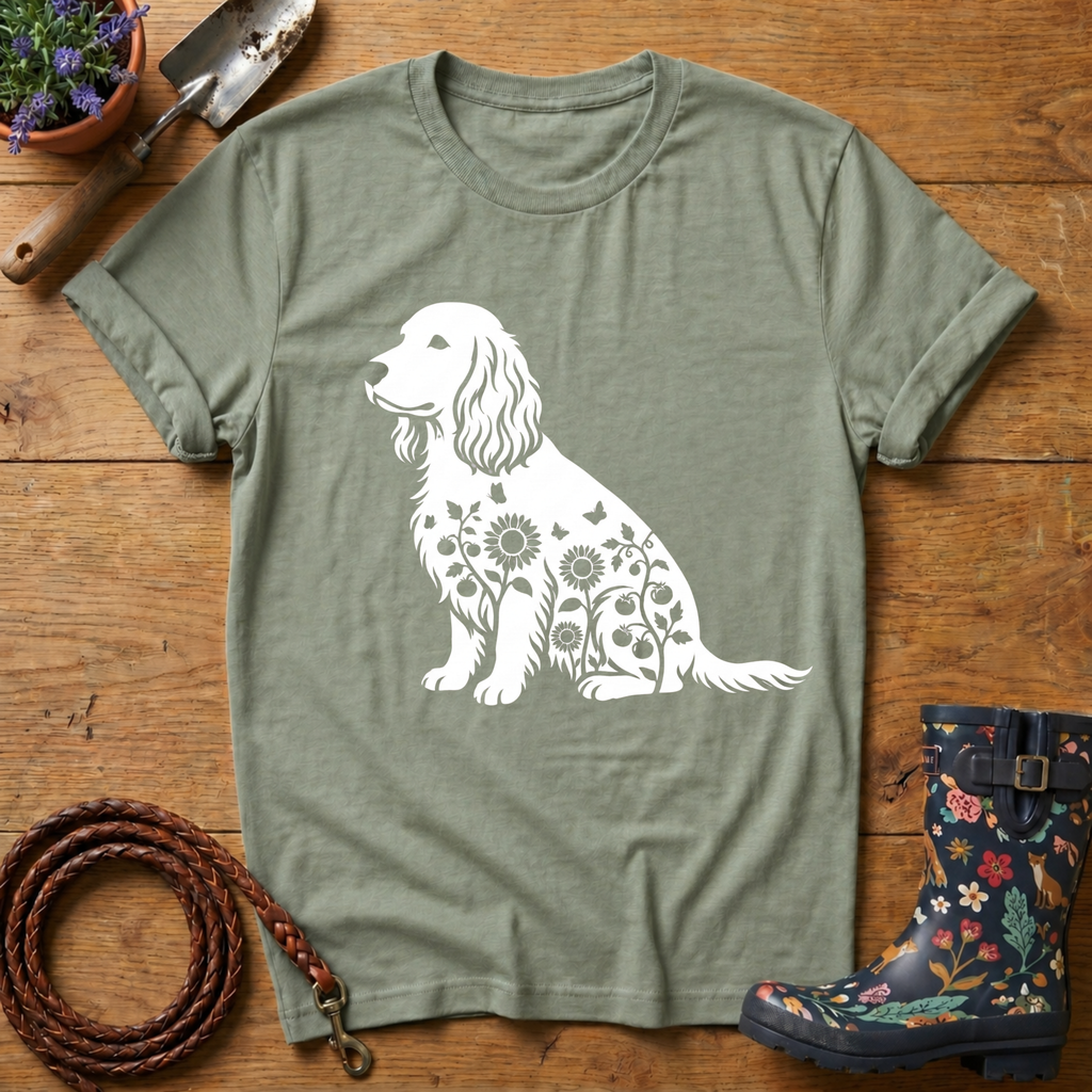 Spaniel Sunflowers & Butterflies T-shirt